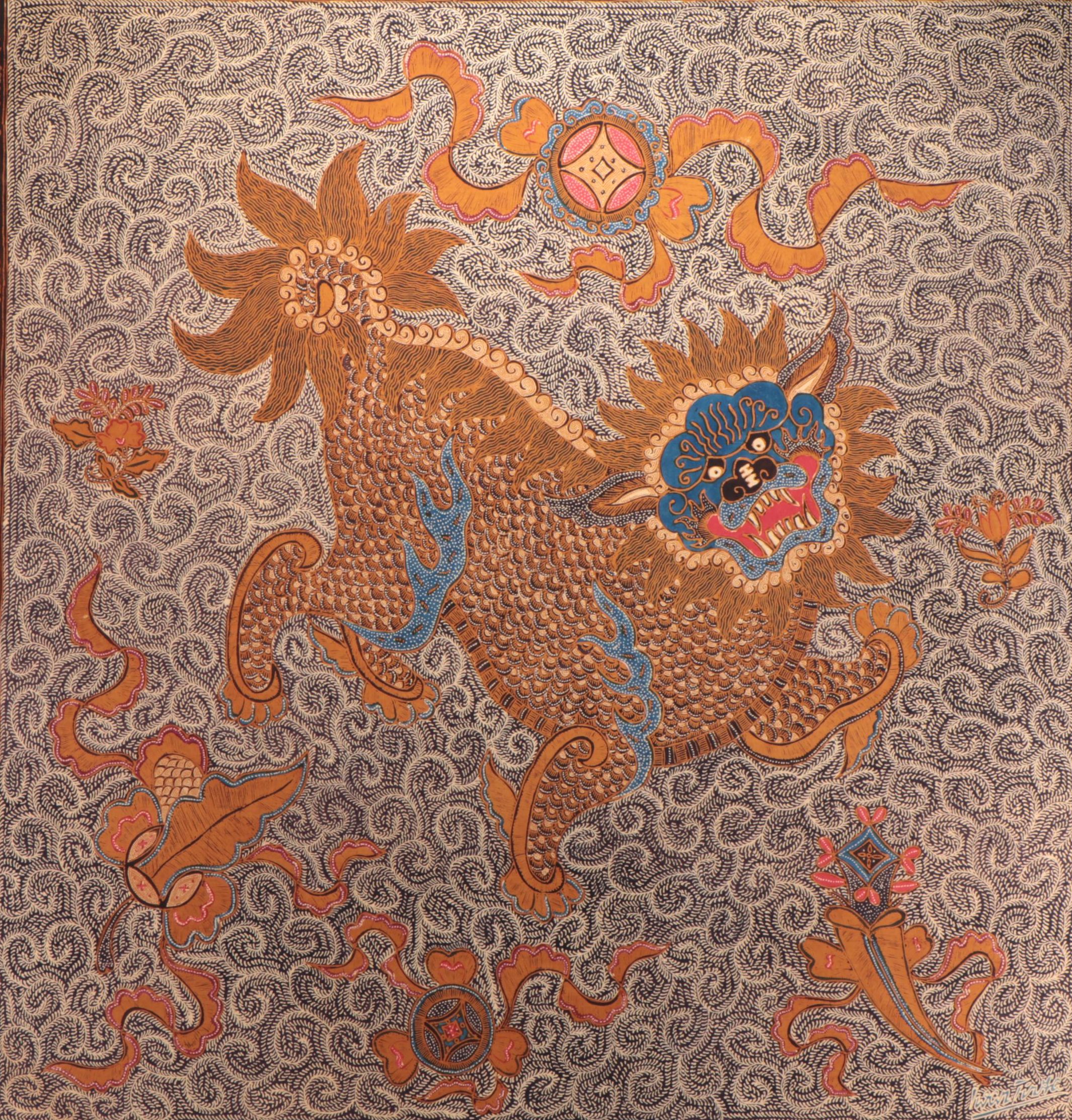 Chinese Batik Painting of Lion