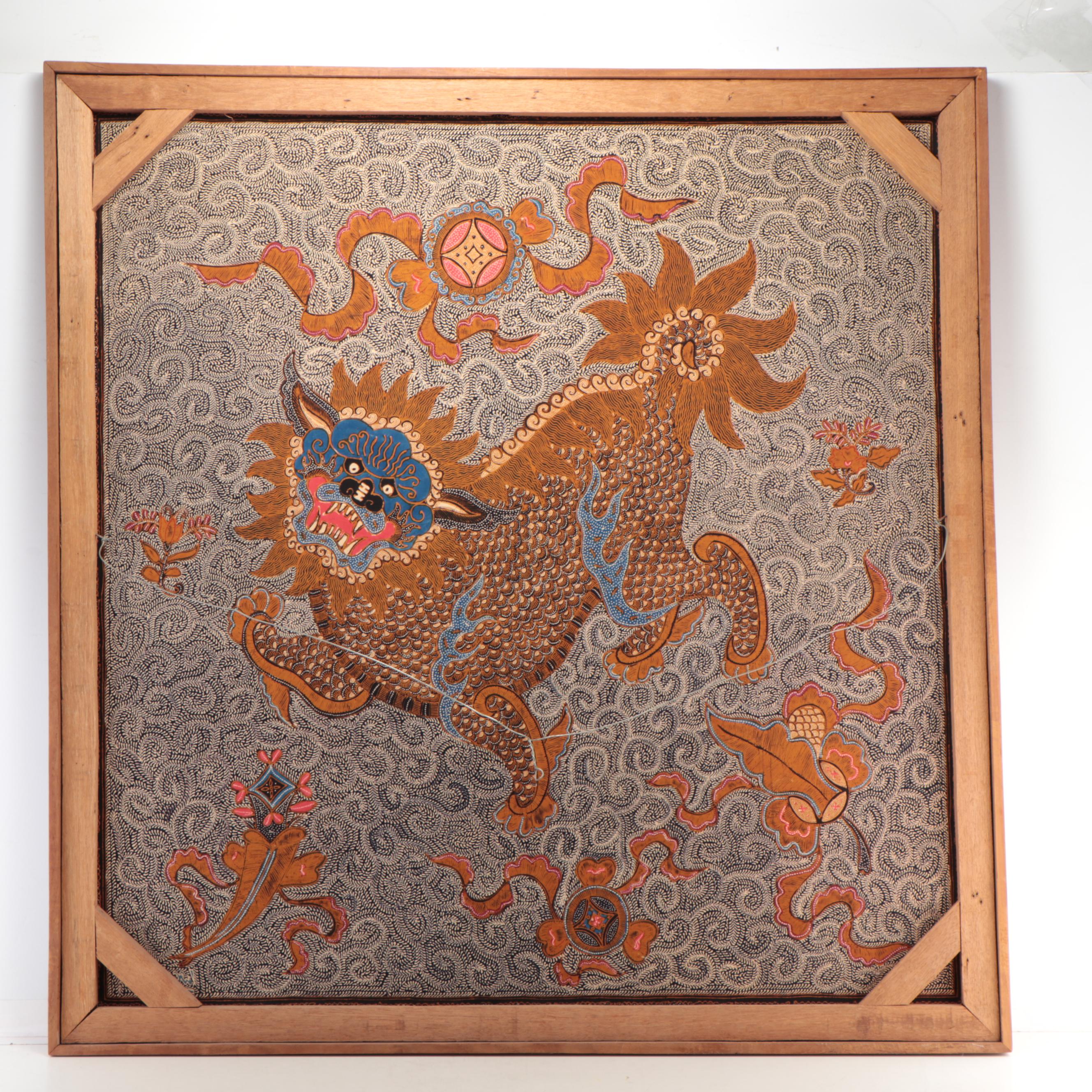 Chinese Batik Painting of Lion