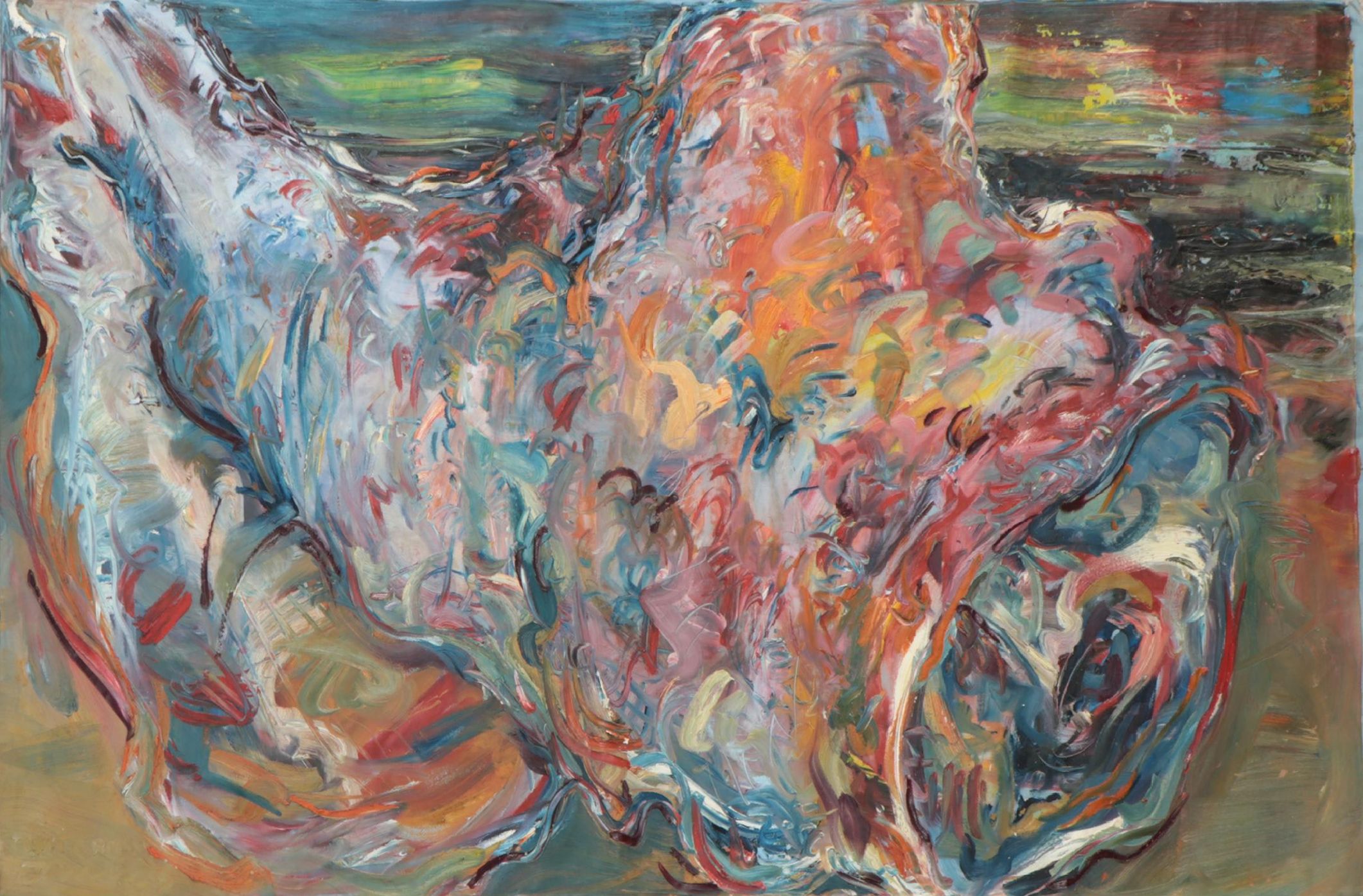 Robert Domin Large-Scale Oil Painting "Point O' Rocks," 1987