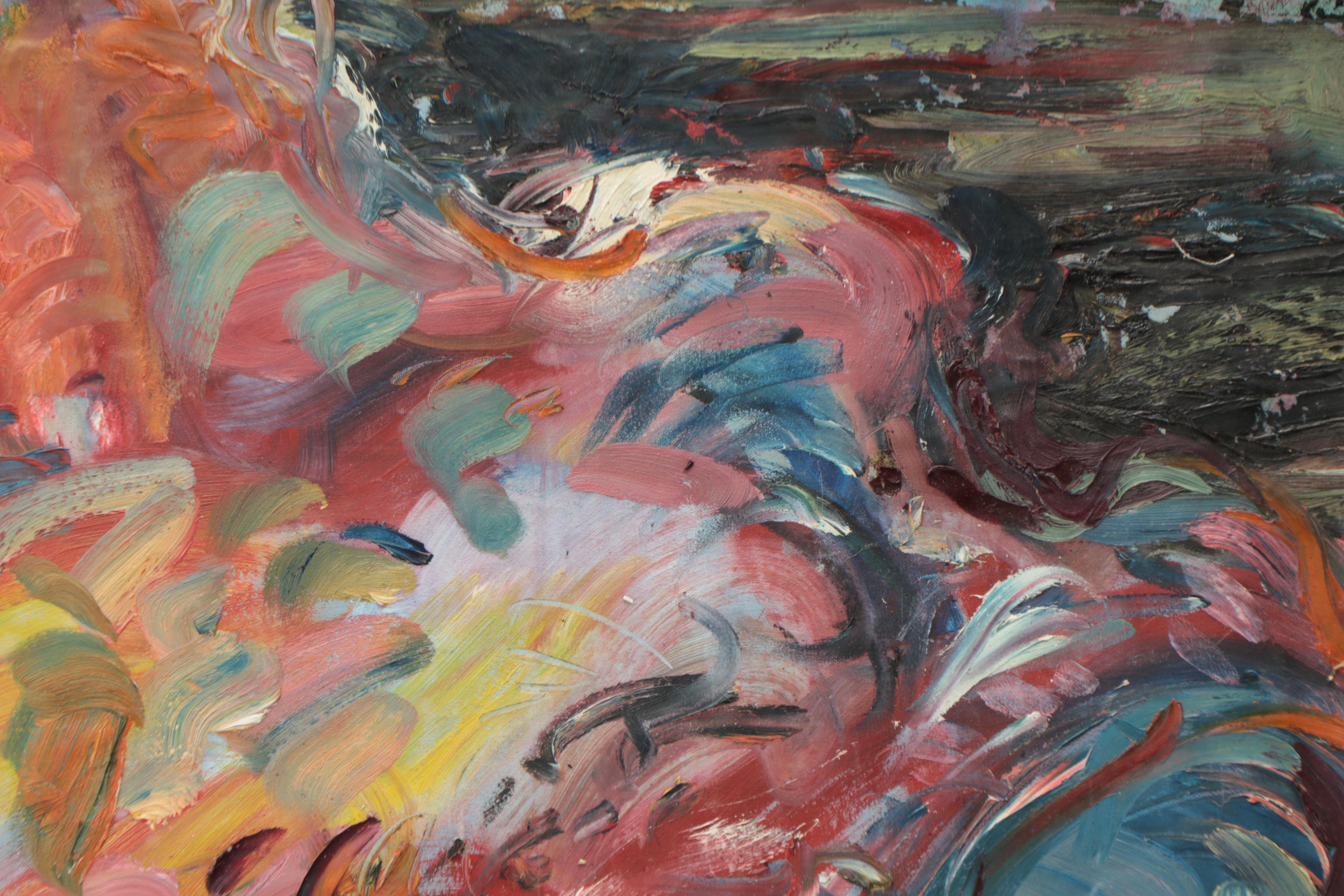 Robert Domin Large-Scale Oil Painting "Point O' Rocks," 1987