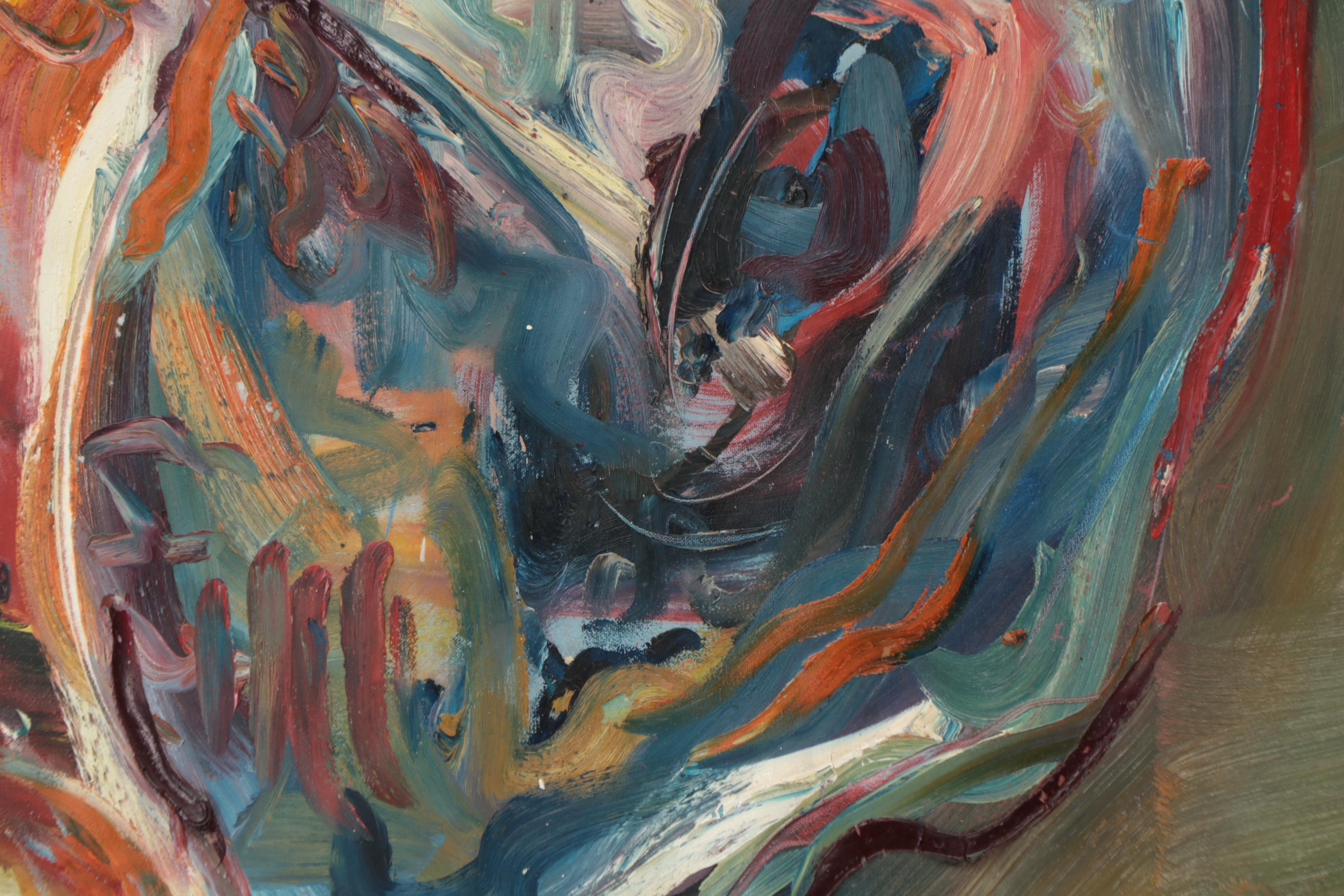 Robert Domin Large-Scale Oil Painting "Point O' Rocks," 1987