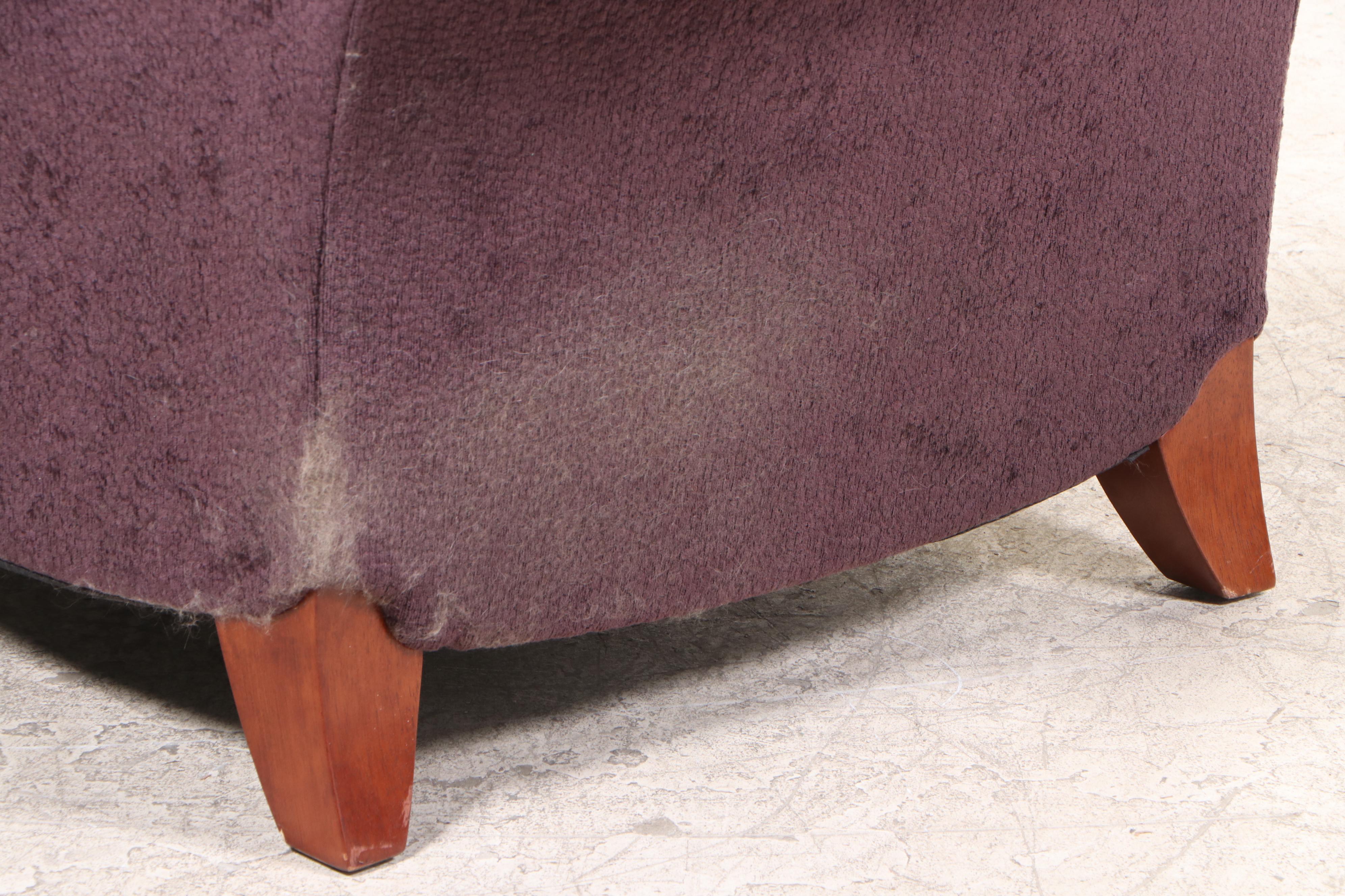 Plum Upholstered Recamier Chaise Lounge with Accent Pillow