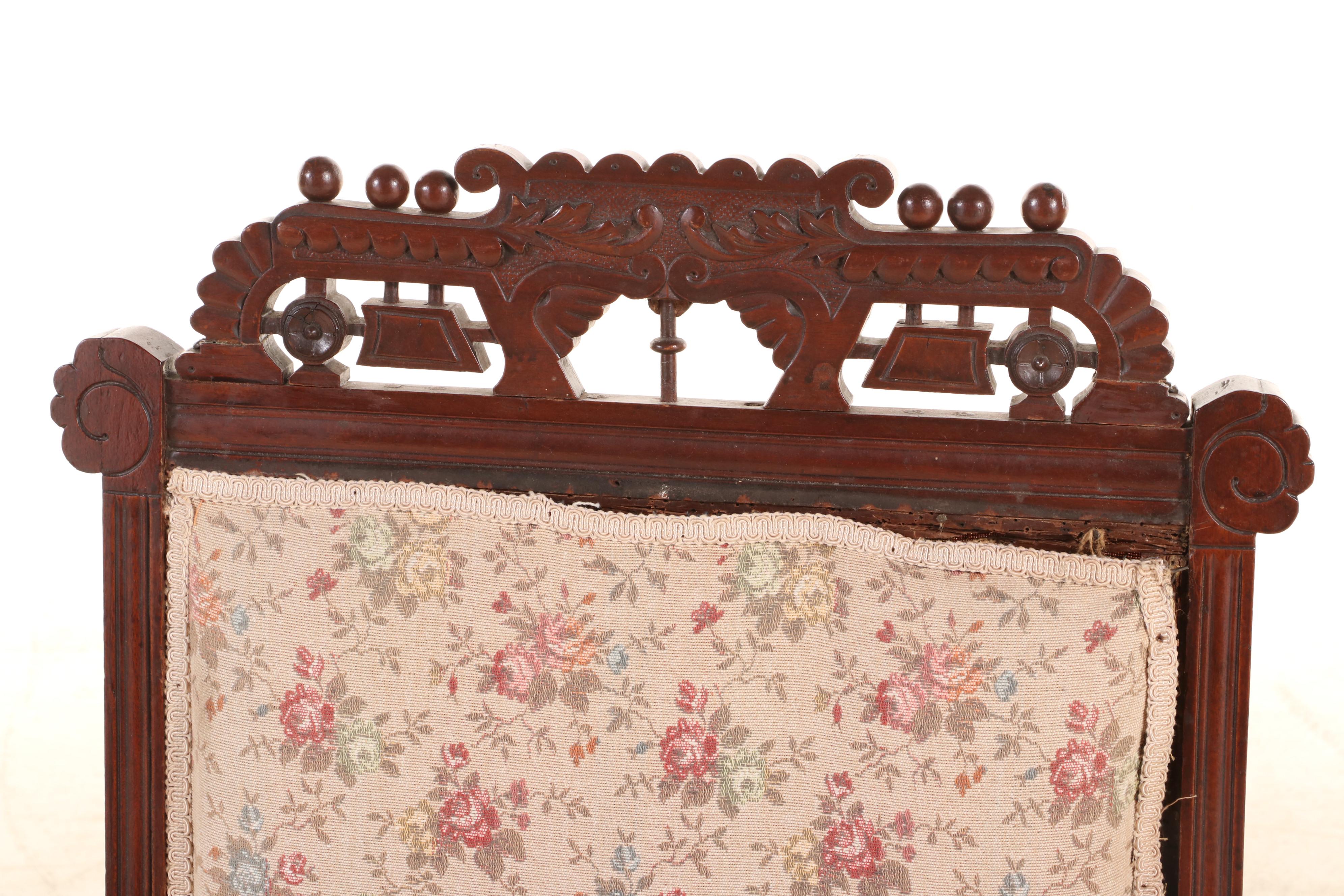 American Aesthetic Movement Carved Walnut Platform Rocker, Late 19th Century