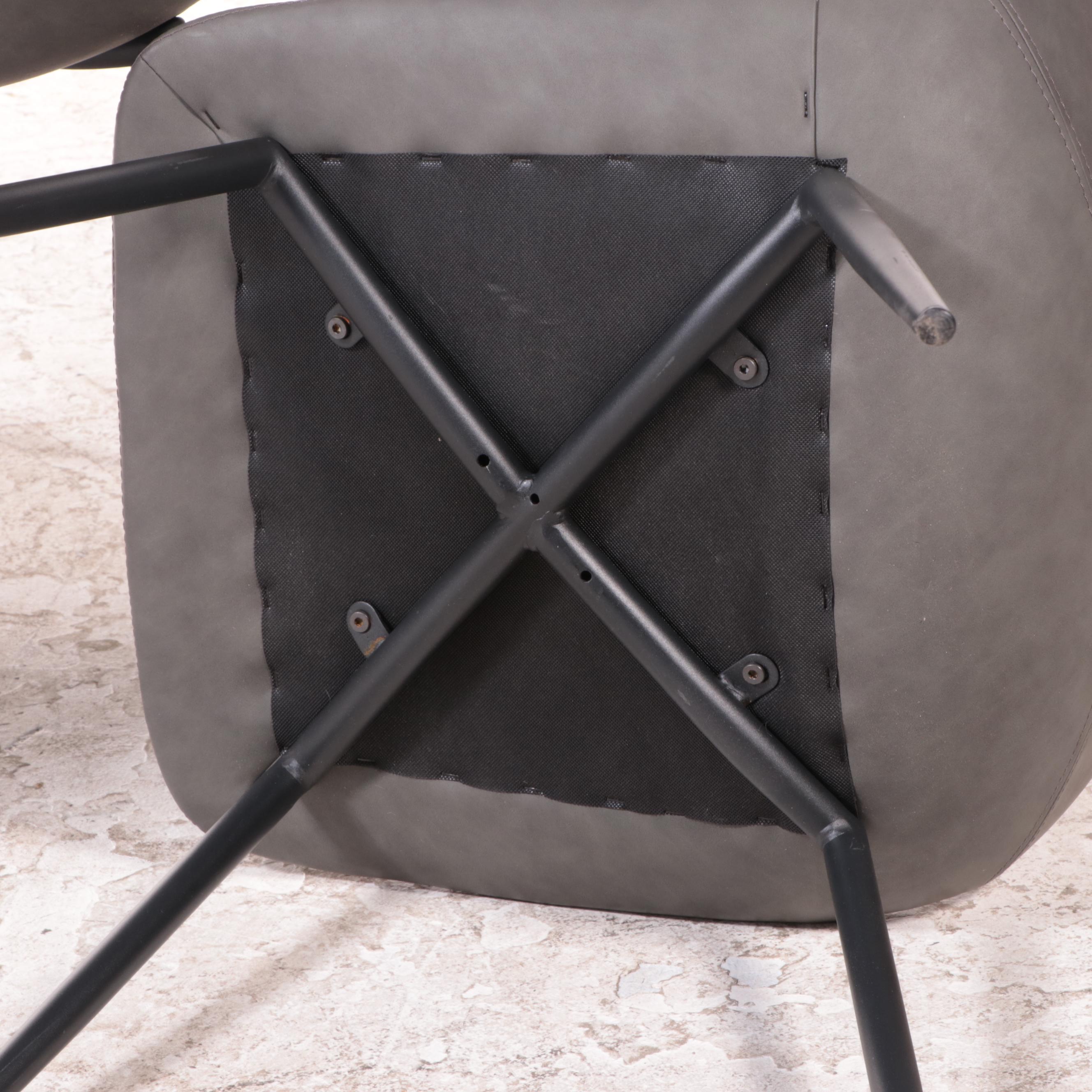 Three Mid Century Modern Style Metal and Faux Leather Side Chairs