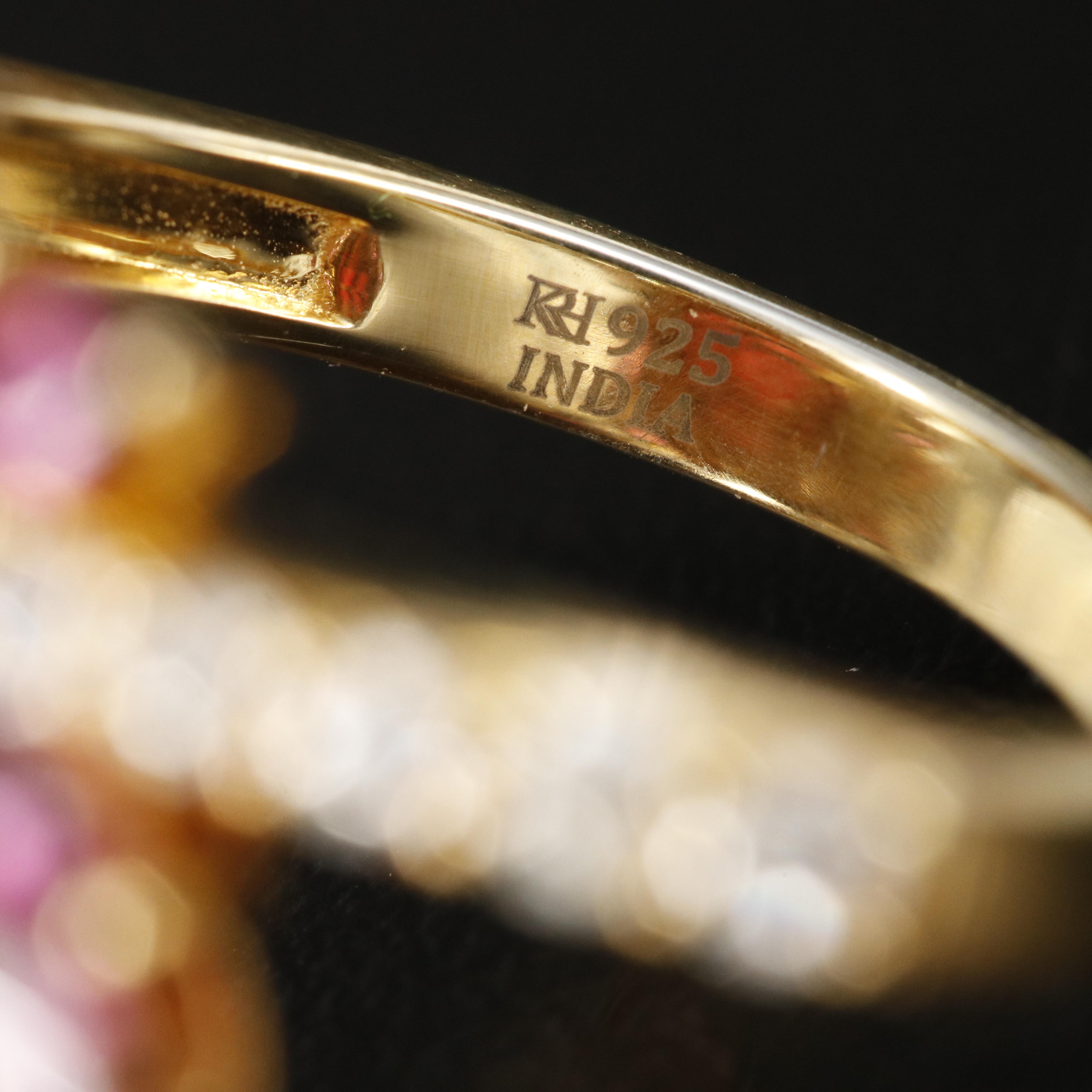 Sterling Rhodochrosite, Rhodolite Garnet and Zircon Ring