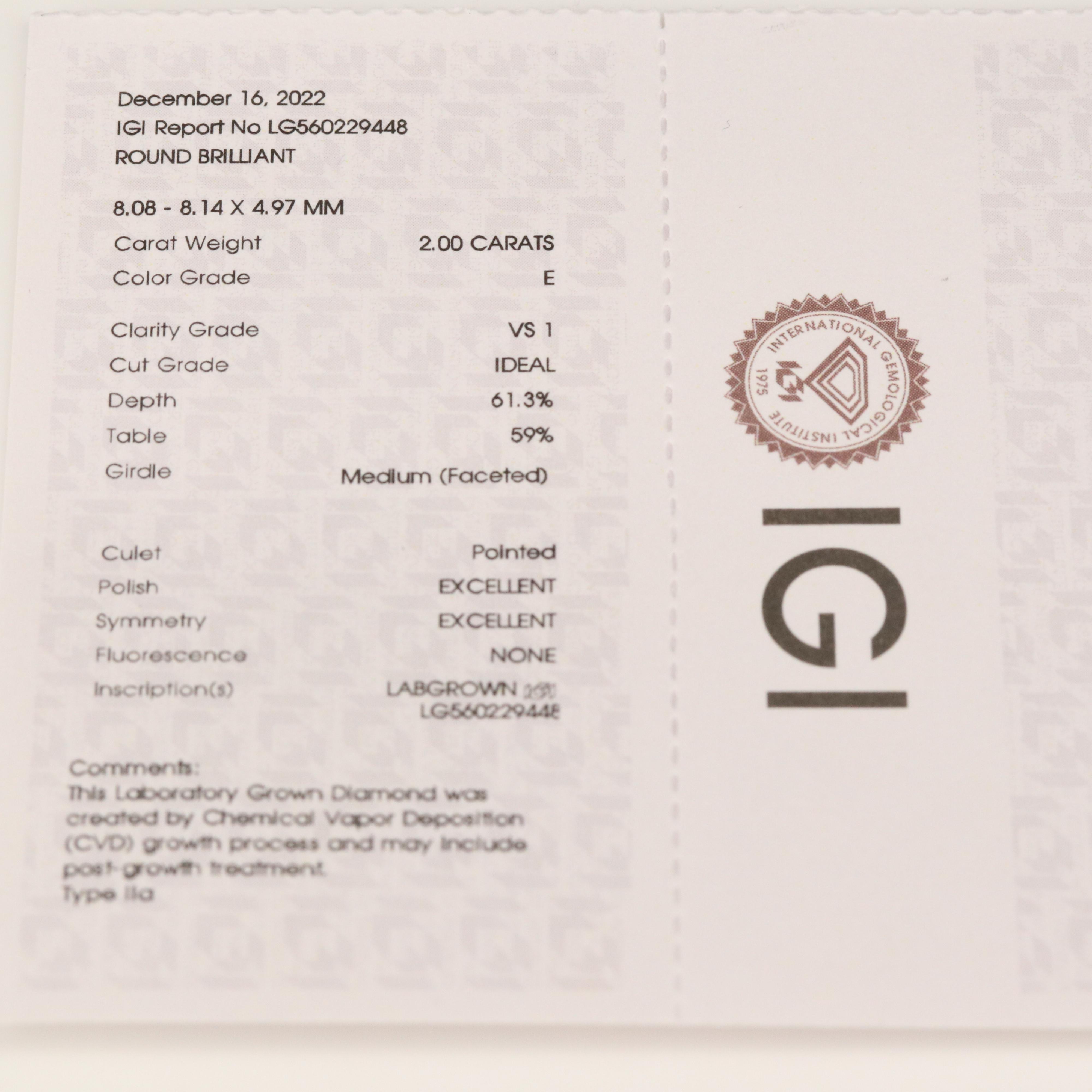 Platinum 4.00 CTW Lab Grown Diamond Stud Earrings with IGI Reports