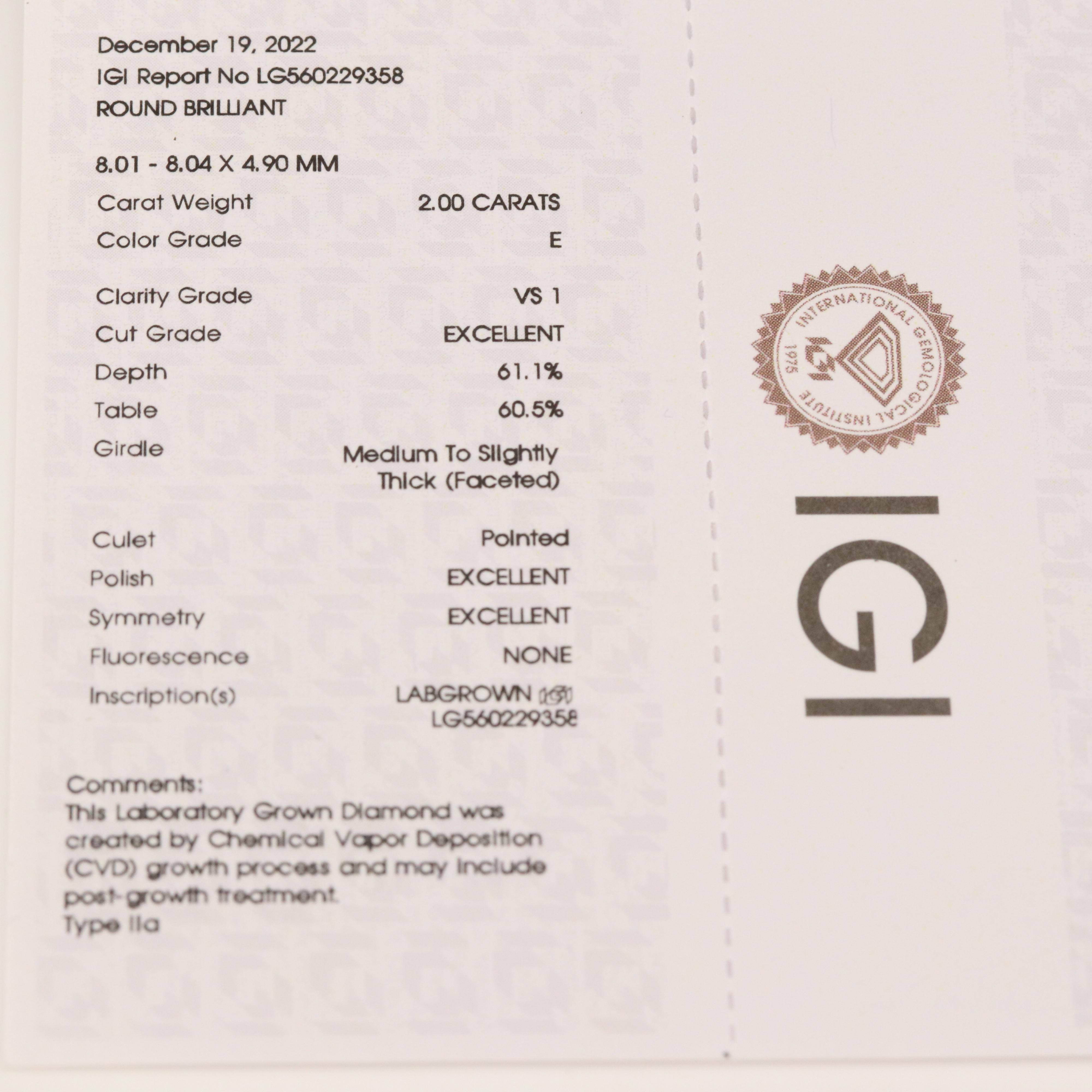 Platinum 4.00 CTW Lab Grown Diamond Stud Earrings with IGI Reports