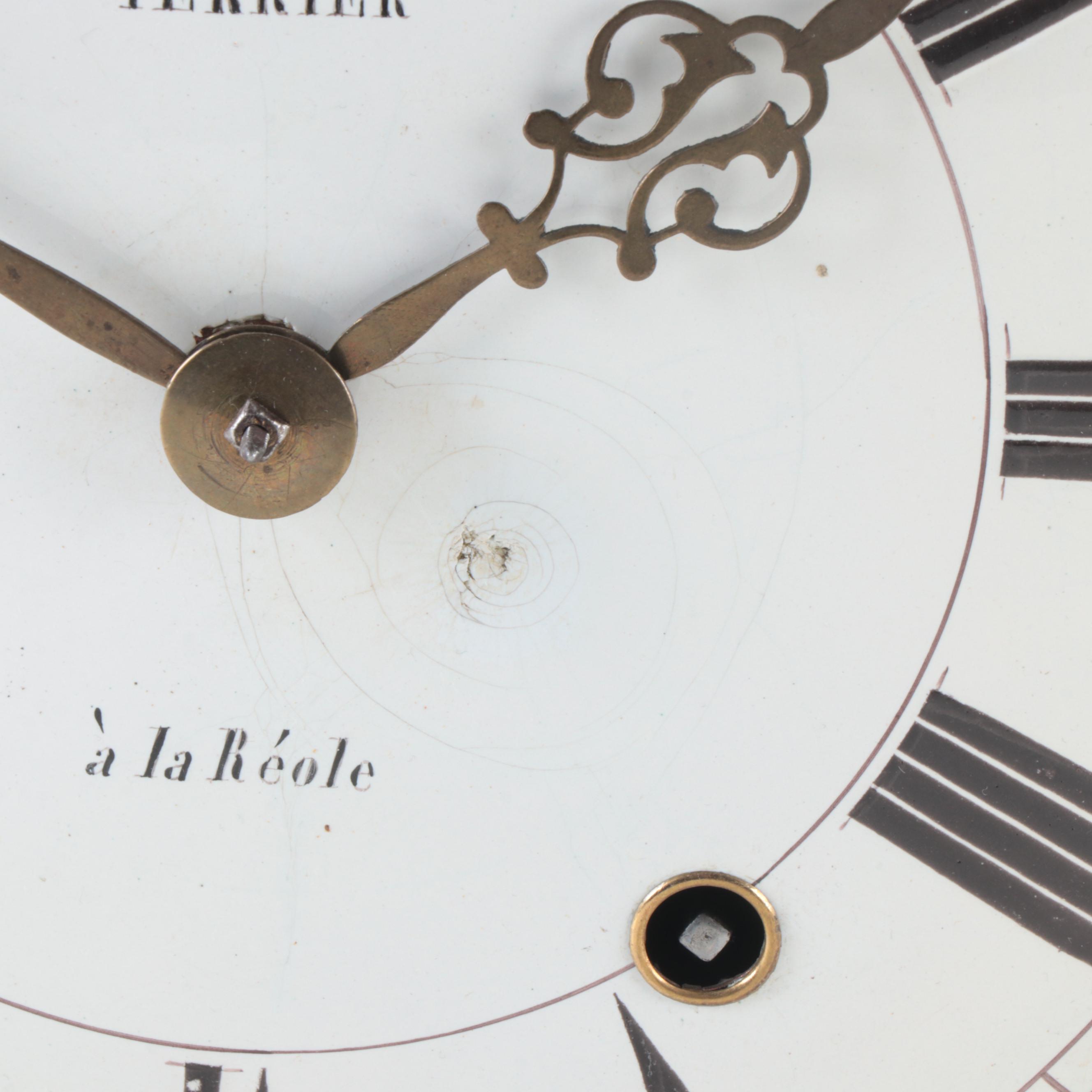 French Grained and Brass Repoussé Comtoise Morbier Clock, Mid-19th Century