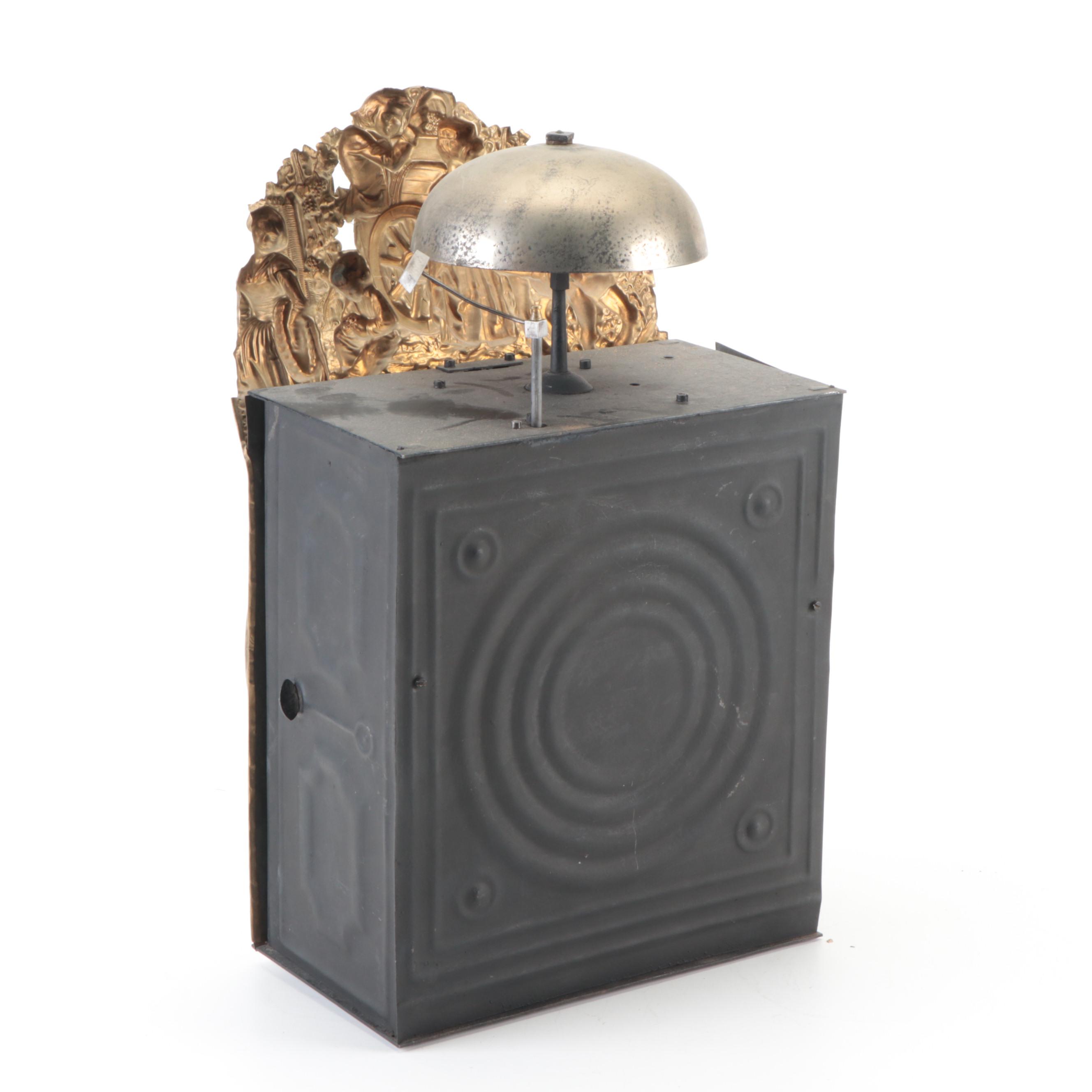 French Grained and Brass Repoussé Comtoise Morbier Clock, Mid-19th Century