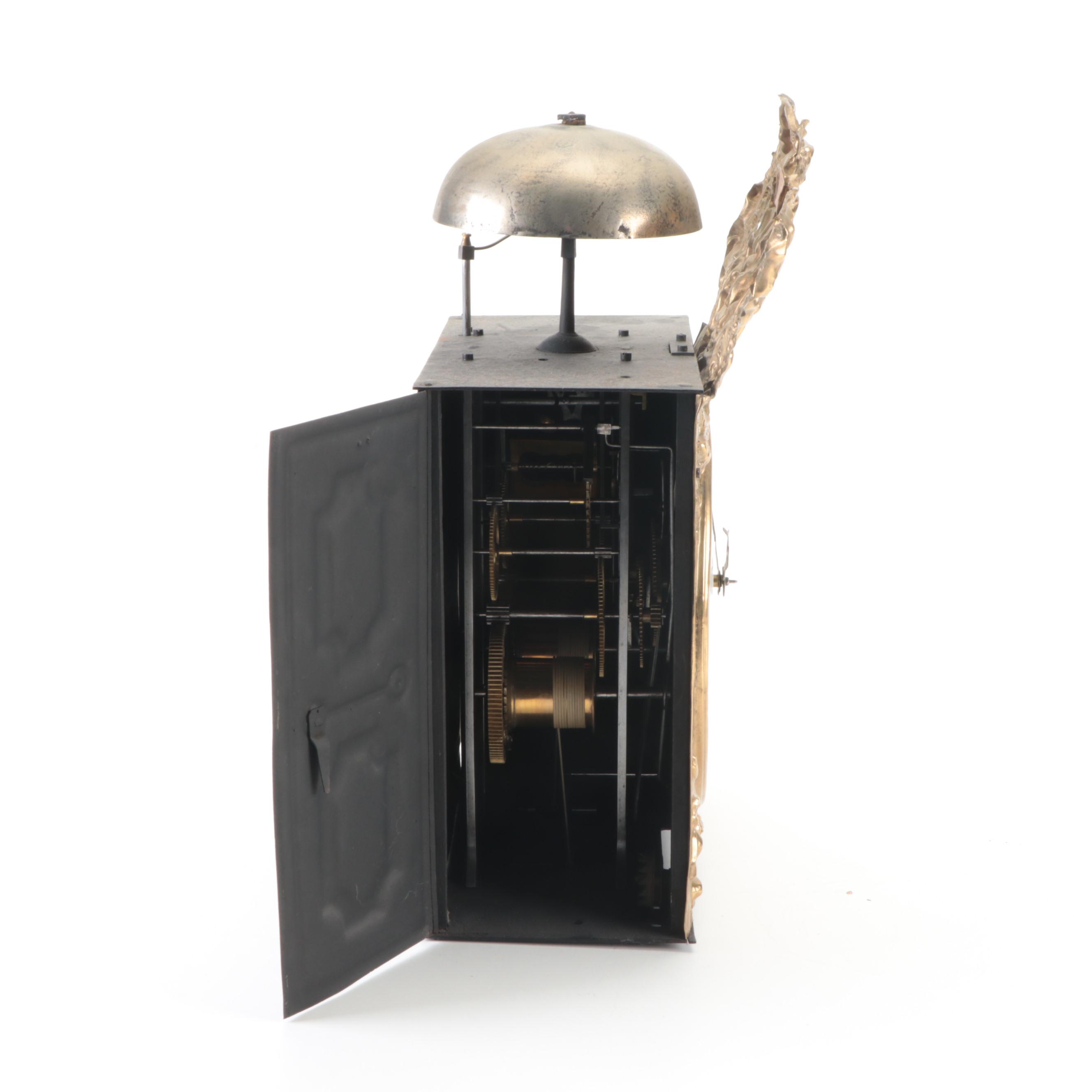 French Grained and Brass Repoussé Comtoise Morbier Clock, Mid-19th Century