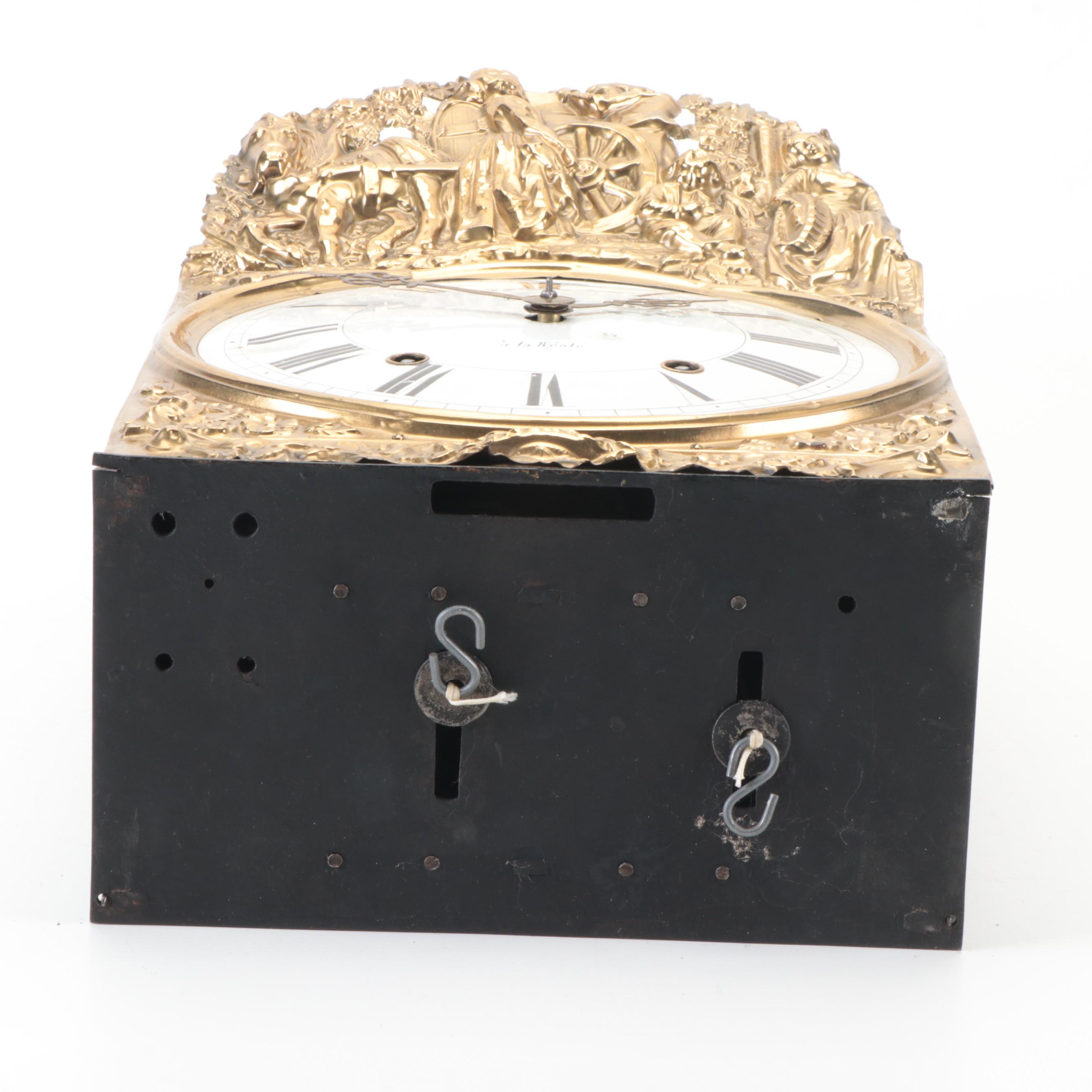 French Grained and Brass Repoussé Comtoise Morbier Clock, Mid-19th Century