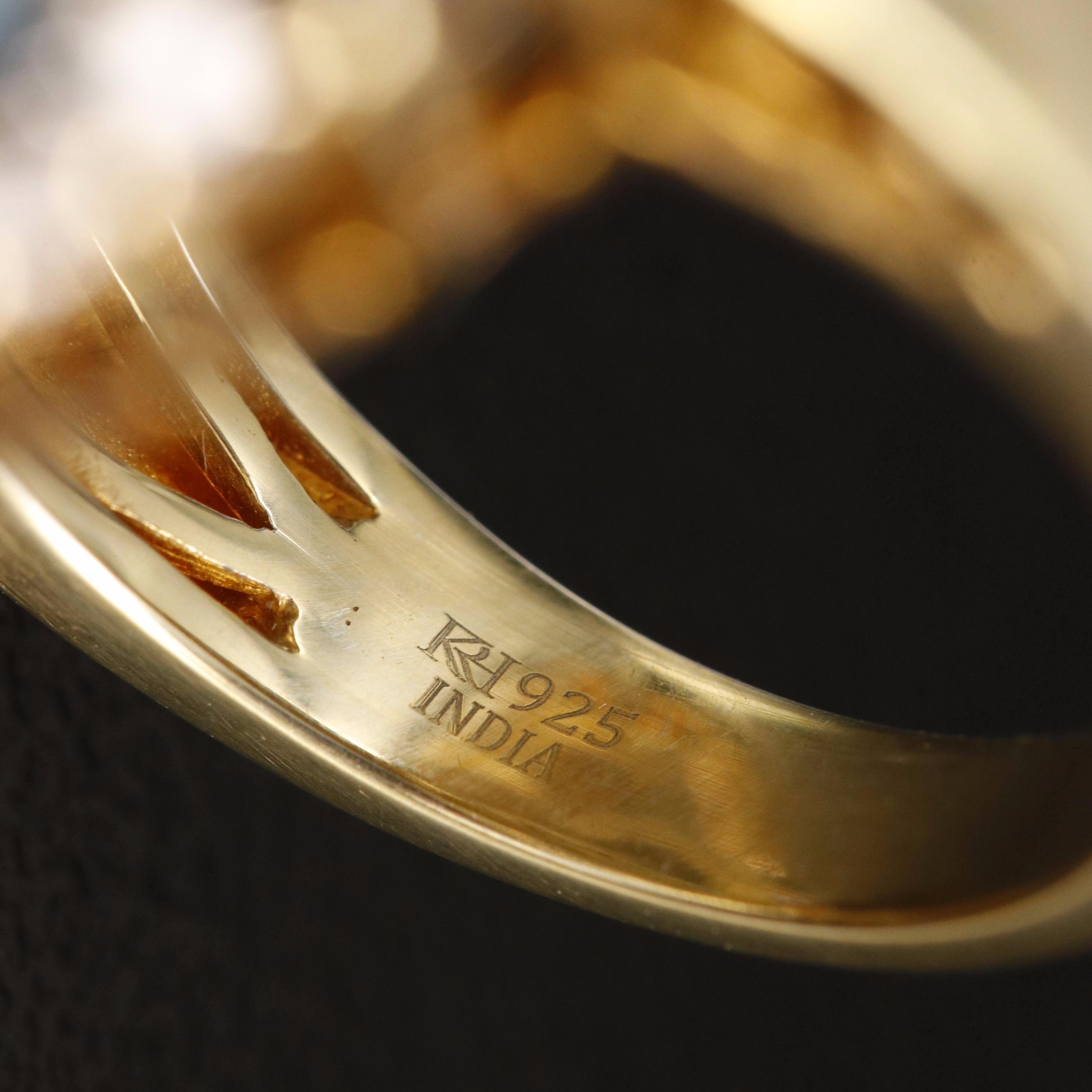 Sterling Pearl, Iolite and Zircon Ring