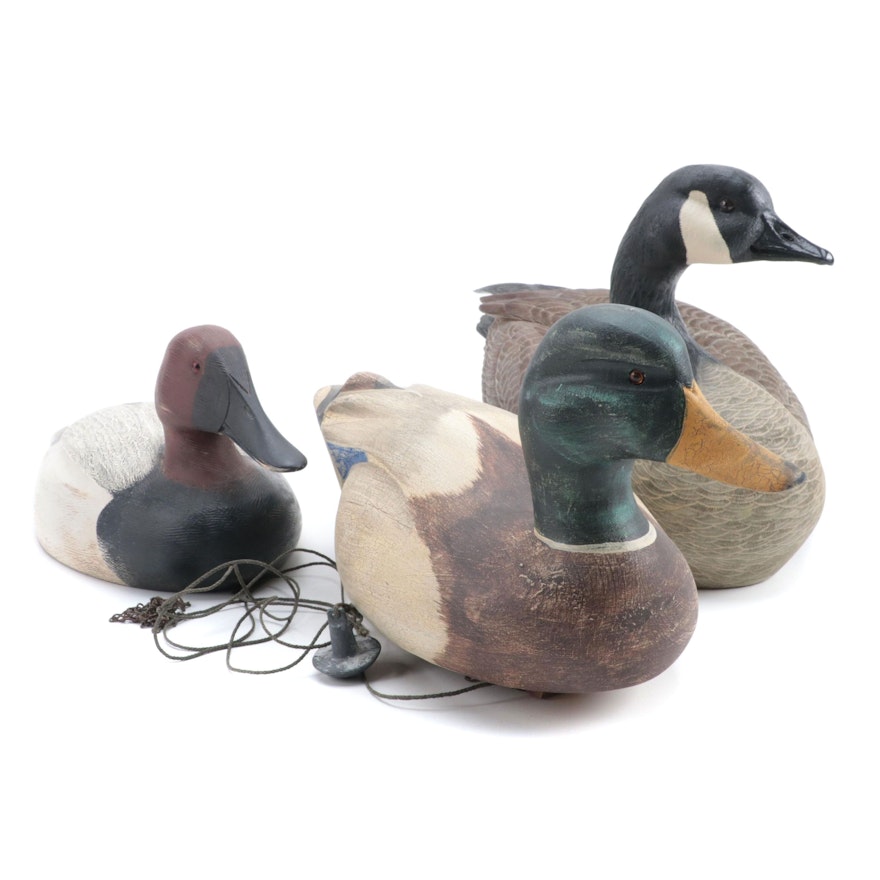 Ducks Unlimited "Preening Canada Goose" and Other Duck Decoy Figurines