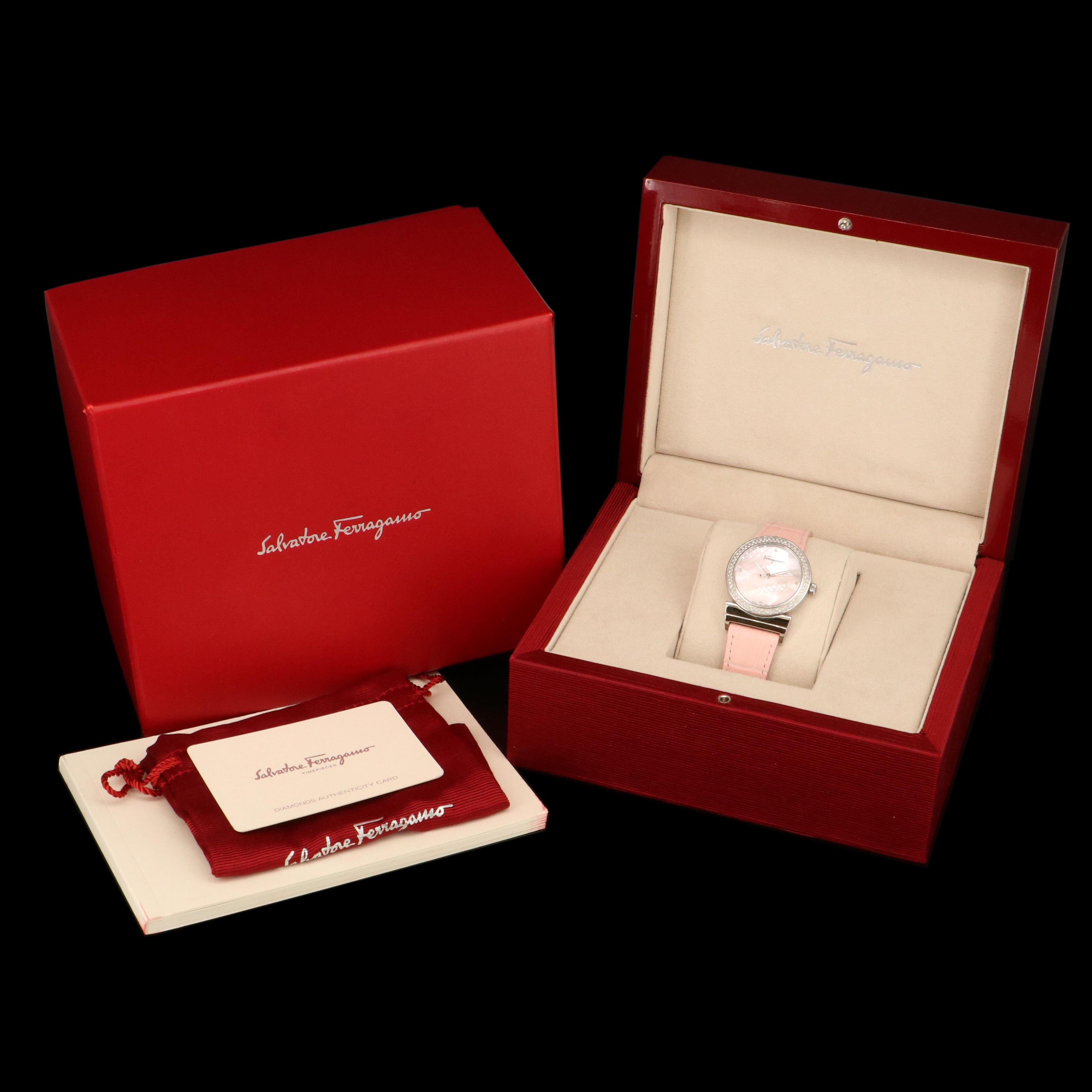 Ferragamo "Grande Maison" Diamond Bezel Quartz Watch