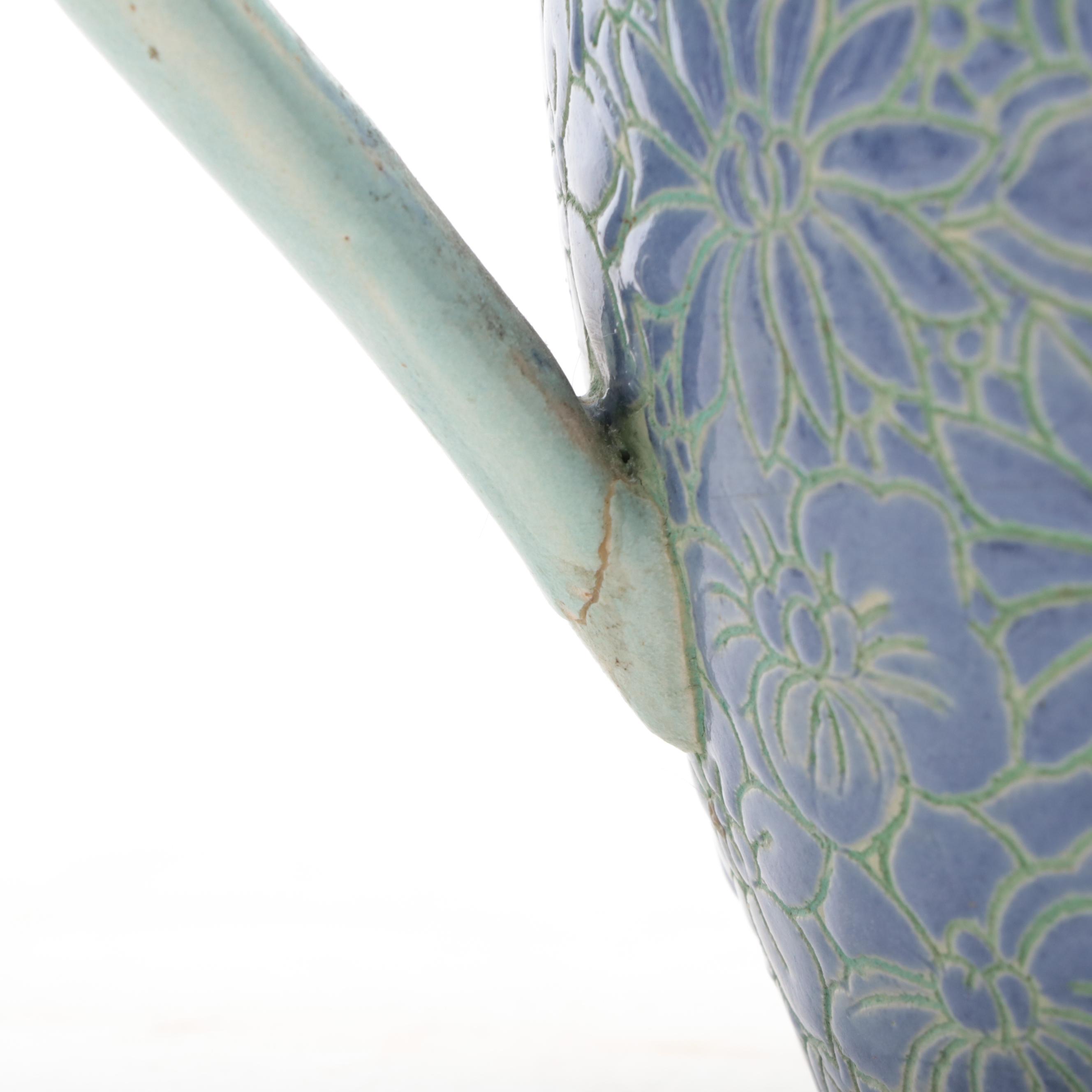 Chinese Terracotta Vase and Resin Guardian Lions with Vietnamese Pitcher