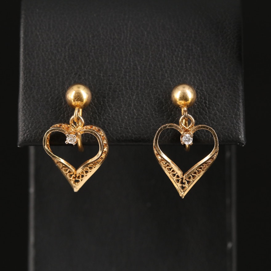 10K 0.04 CTW Diamond Heart Earrings