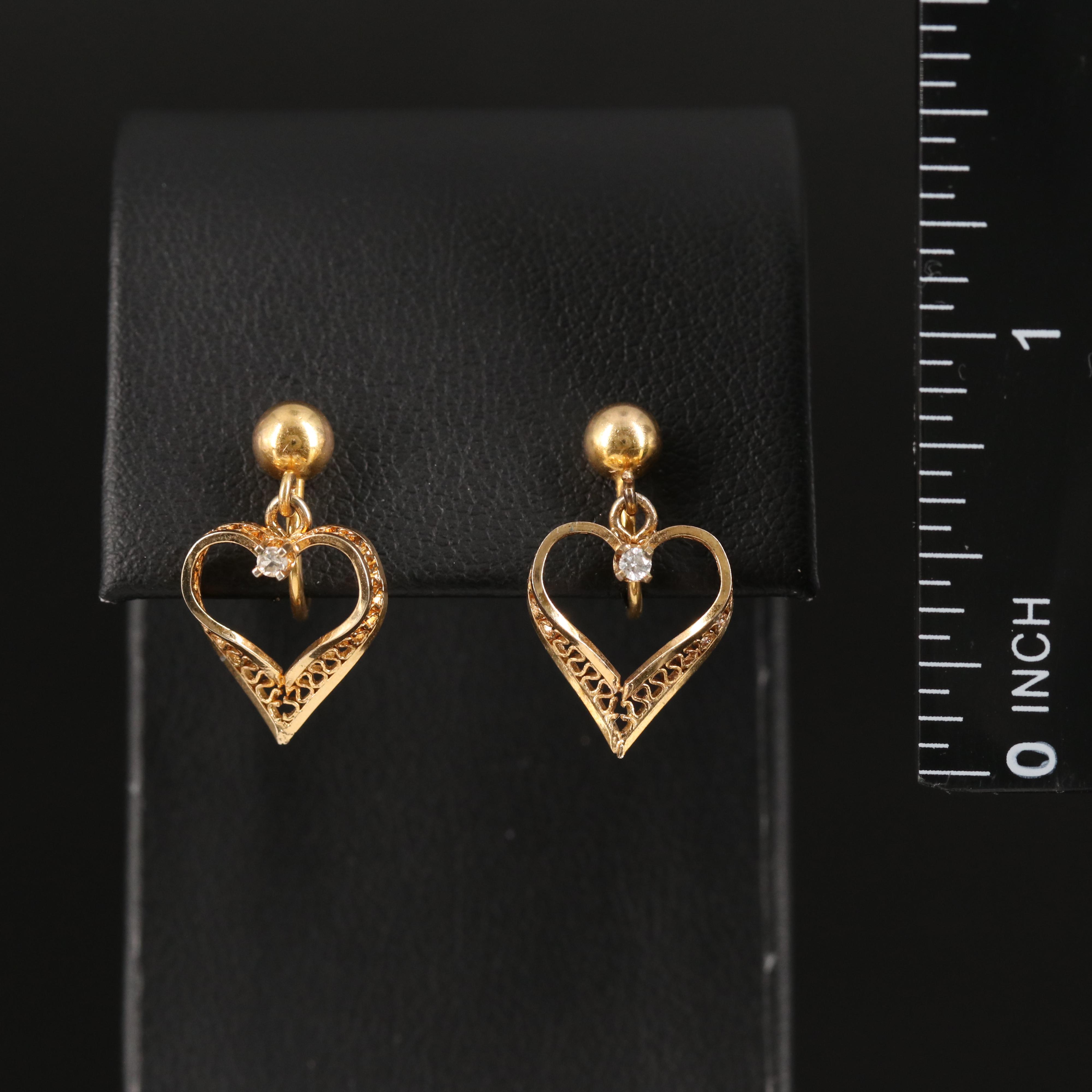 10K 0.04 CTW Diamond Heart Earrings