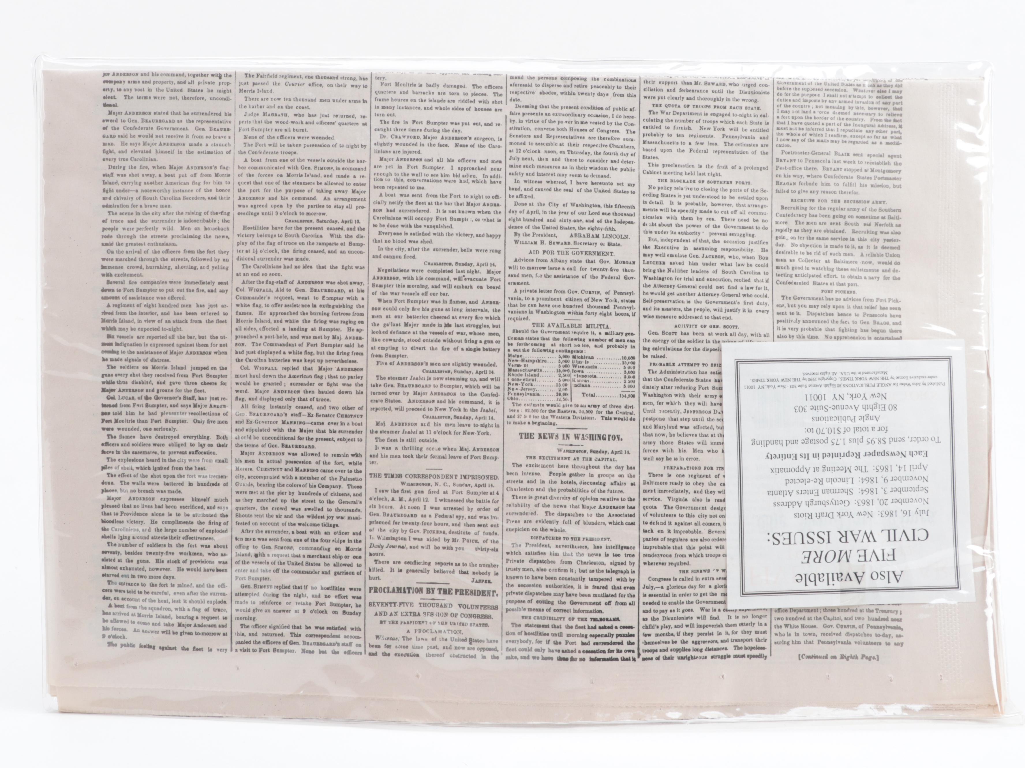 "New York Times" Newspapers Including Stories on World War II and Civil War