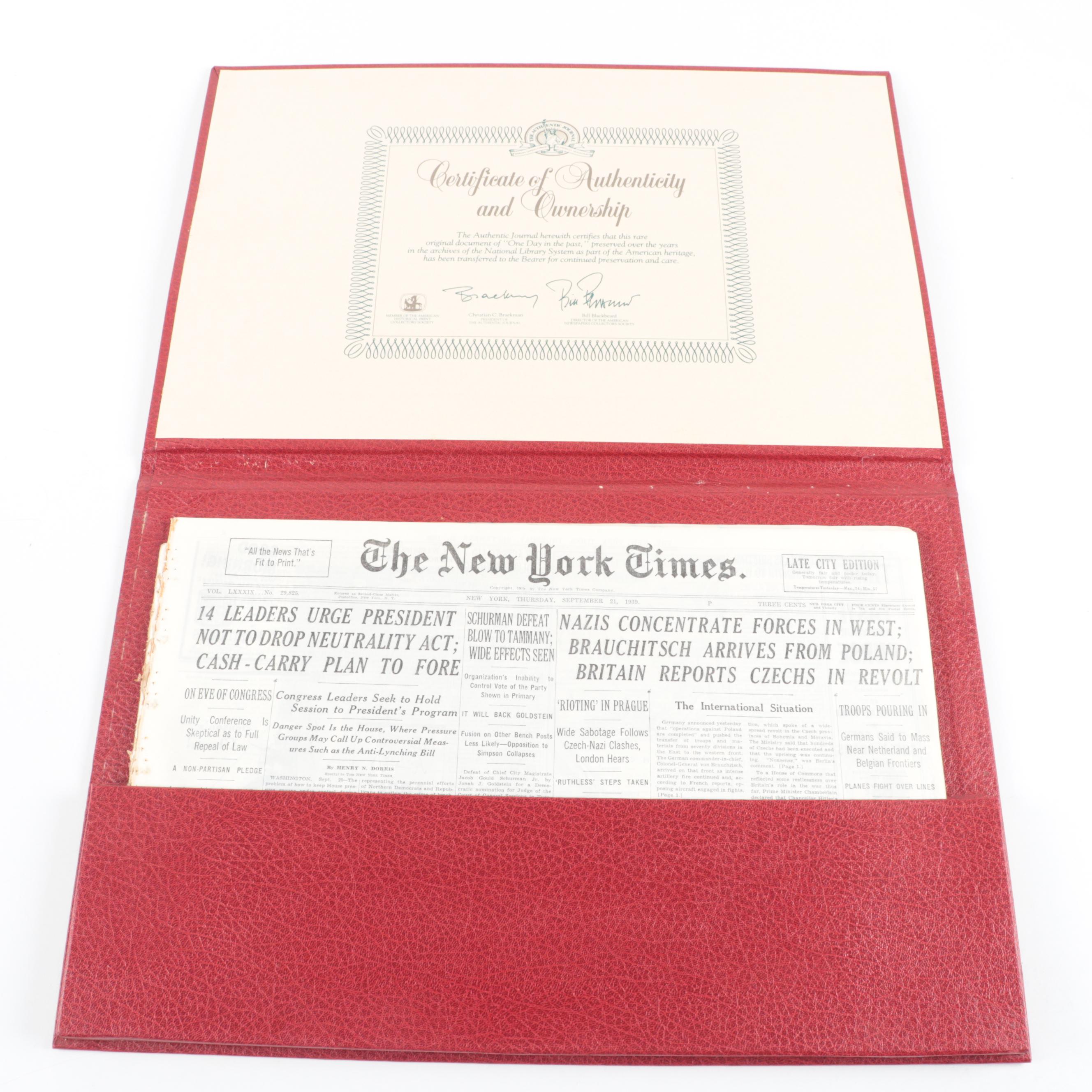 "New York Times" Newspapers Including Stories on World War II and Civil War