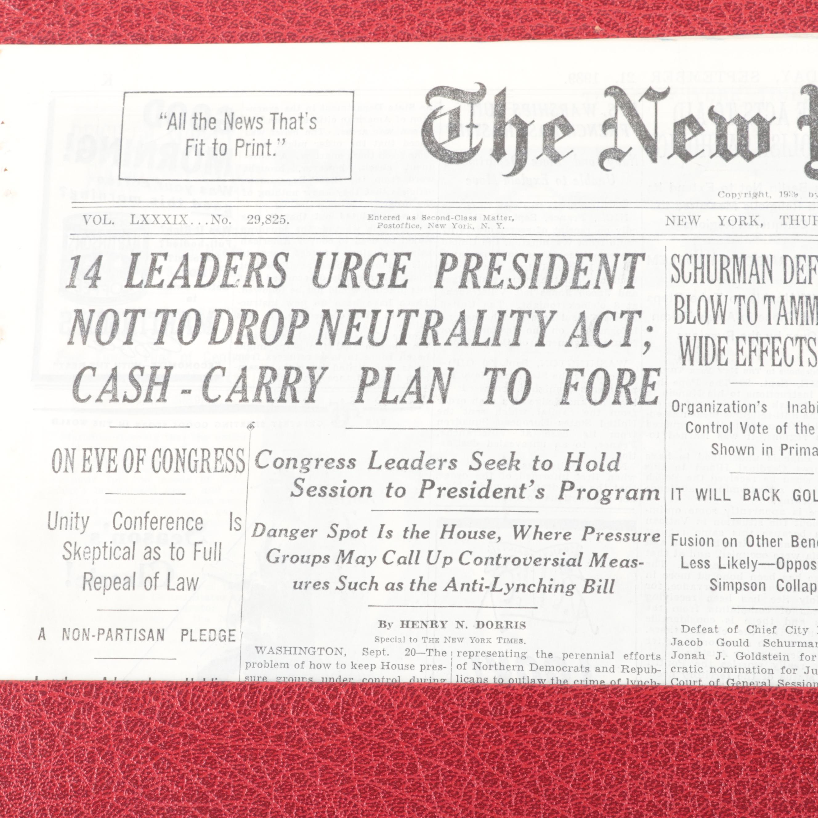 "New York Times" Newspapers Including Stories on World War II and Civil War