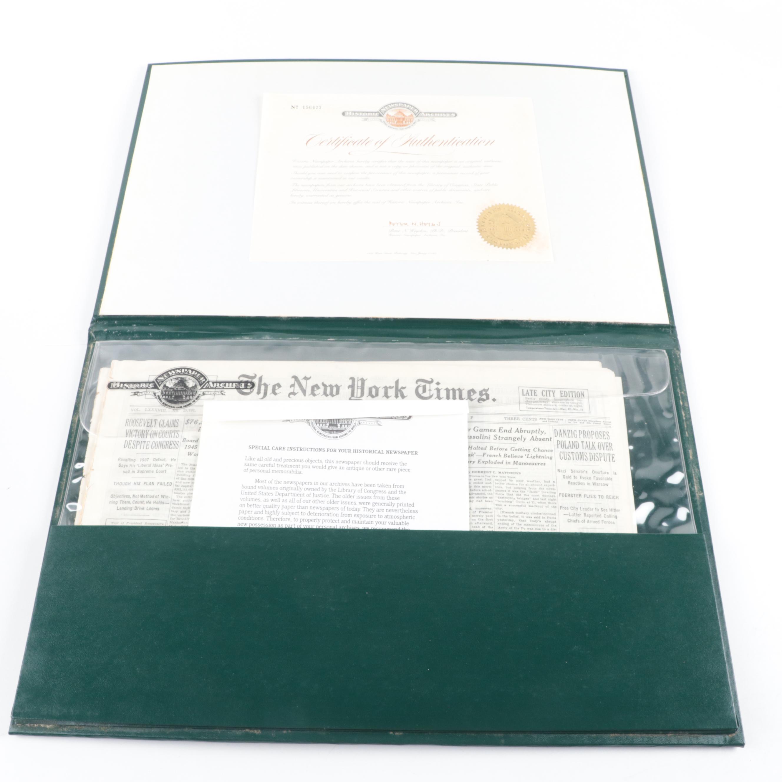 "New York Times" Newspapers Including Stories on World War II and Civil War