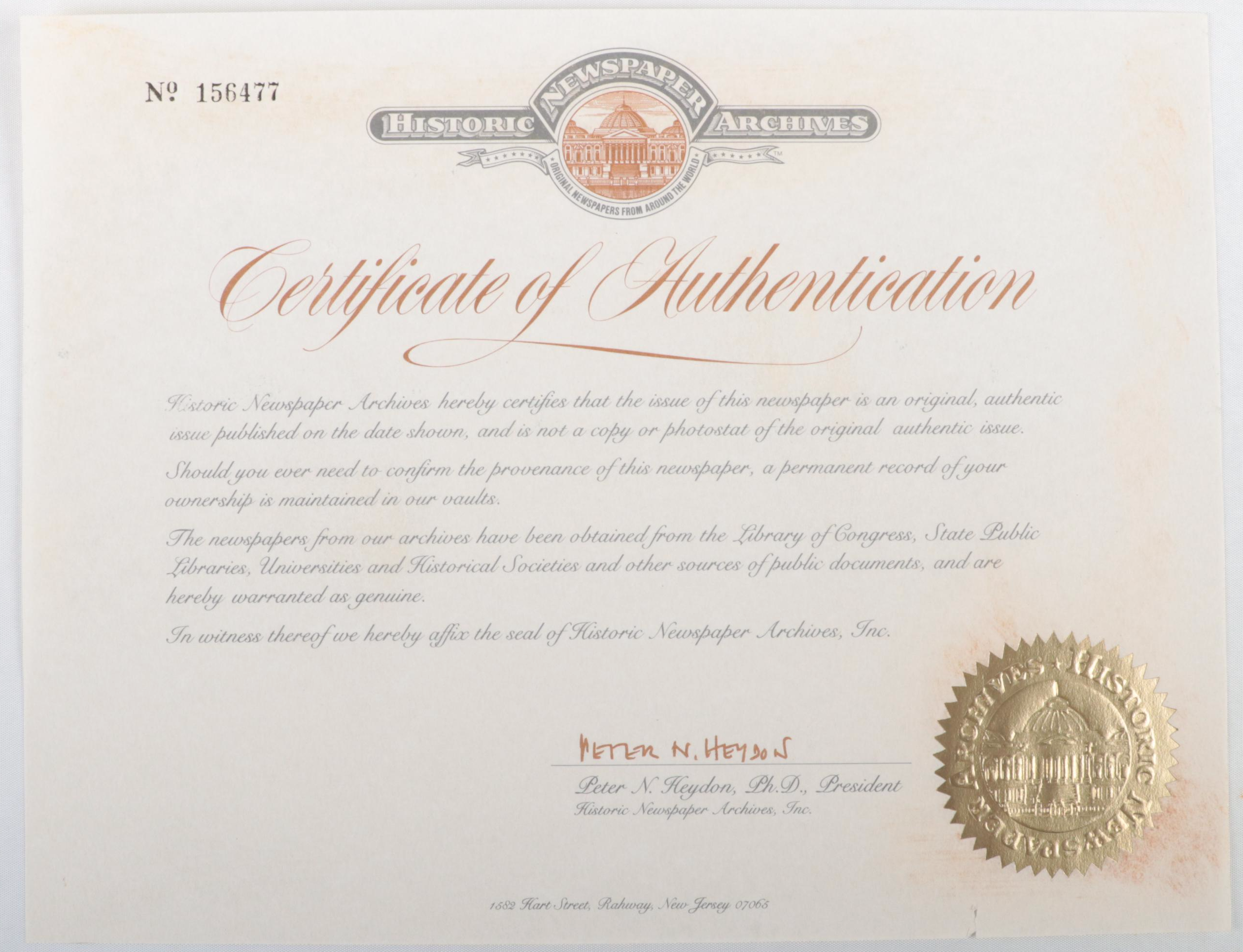 "New York Times" Newspapers Including Stories on World War II and Civil War