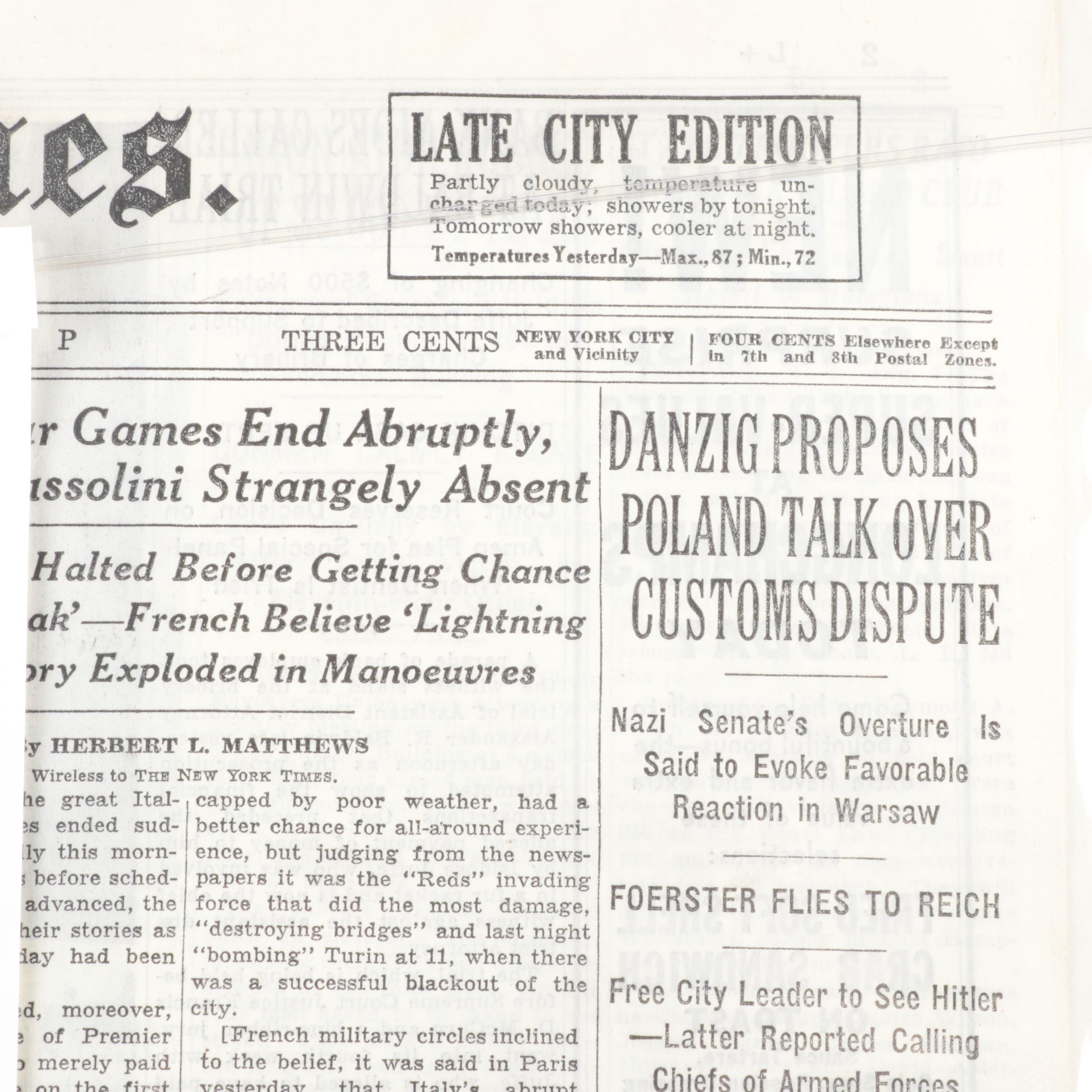 "New York Times" Newspapers Including Stories on World War II and Civil War