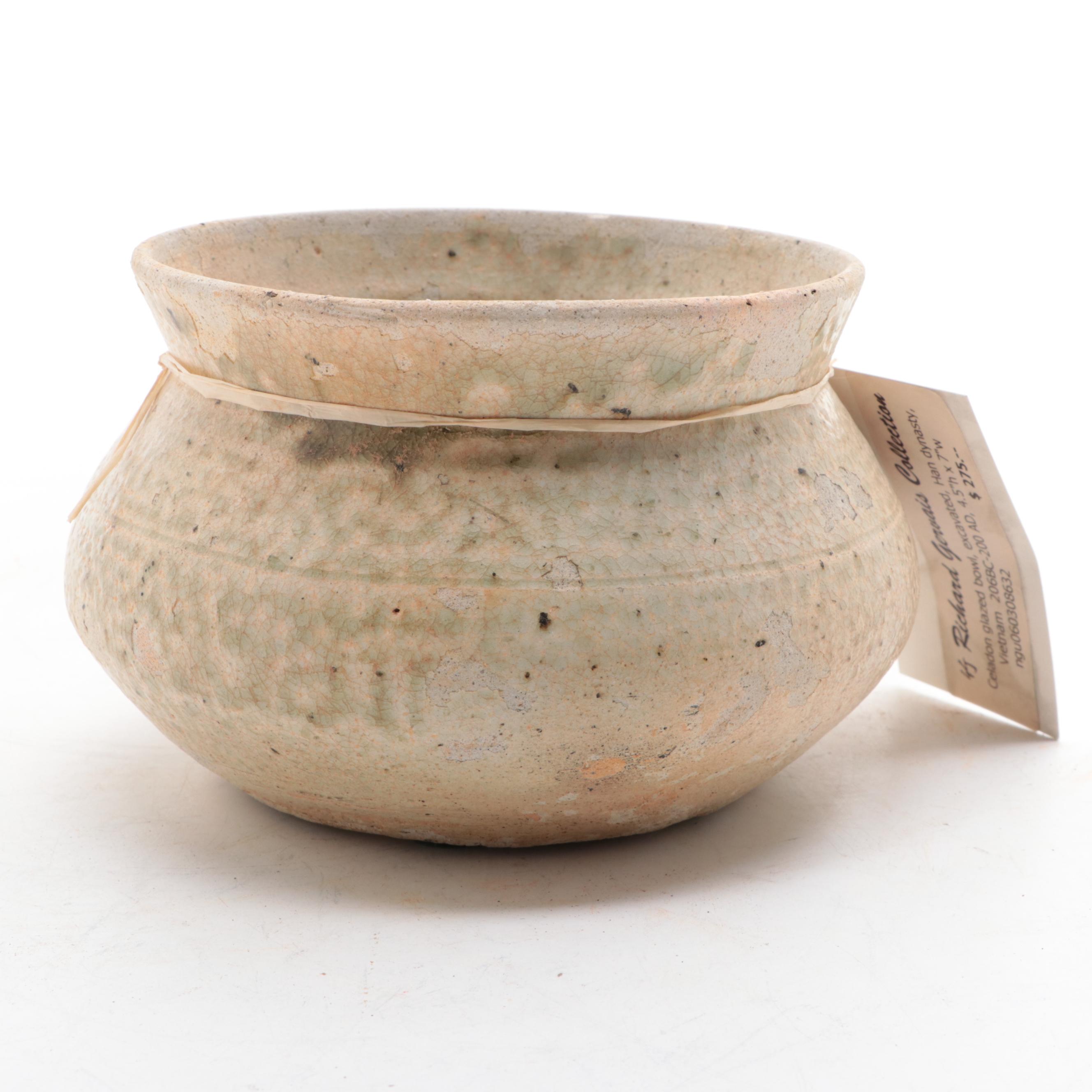 Excavated Vietnamese Celadon Glazed Bowl, probably Han Dynasty