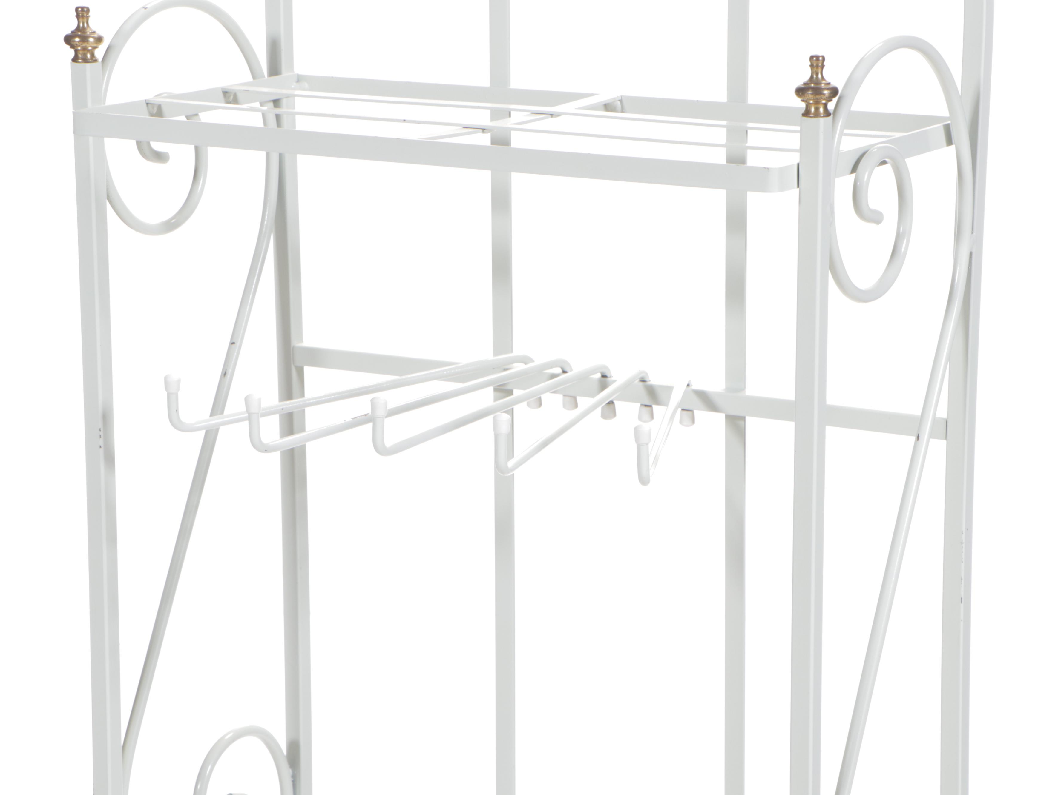 Two Metal Racks Plus Scrollwork Urn