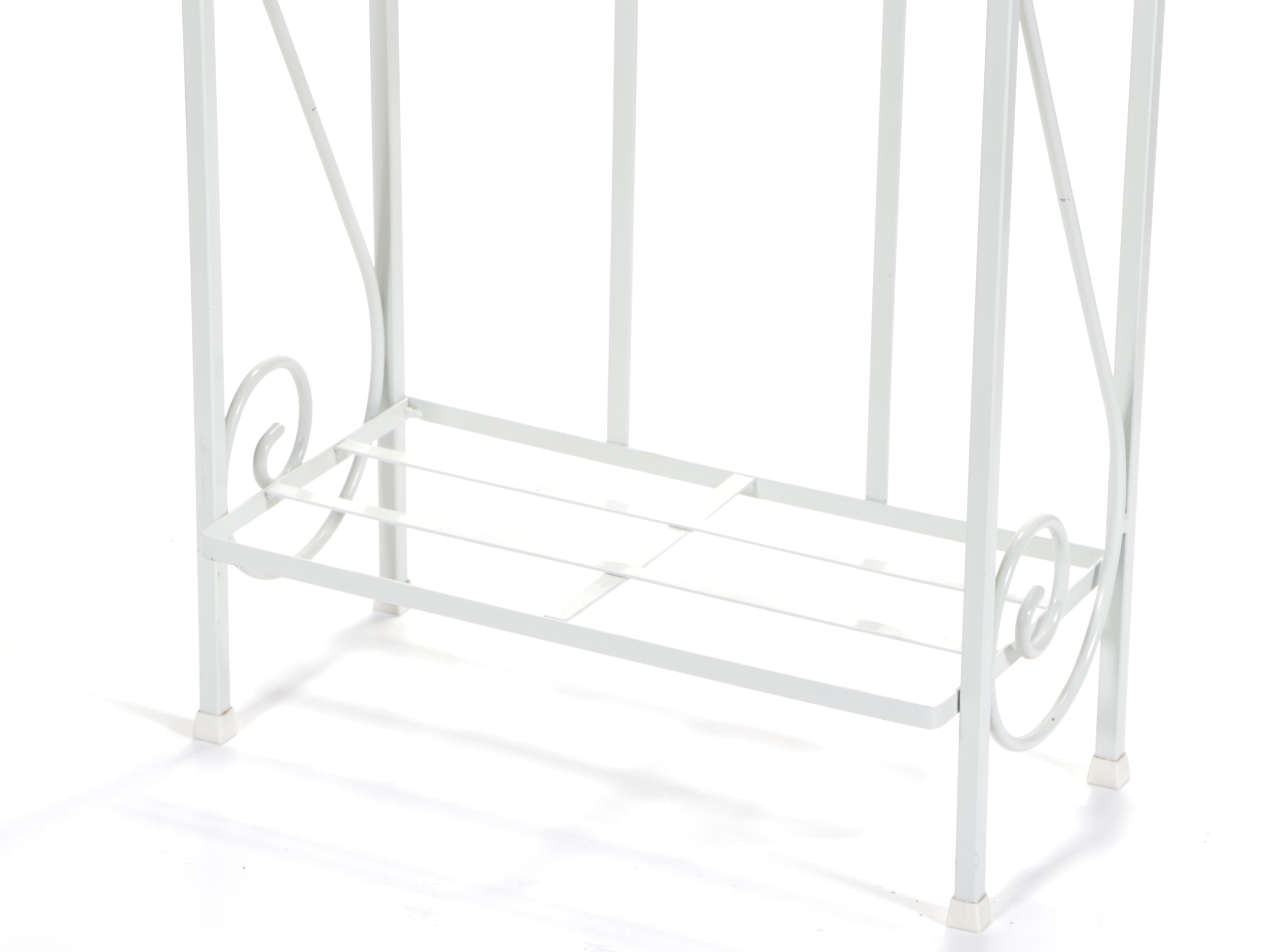 Two Metal Racks Plus Scrollwork Urn