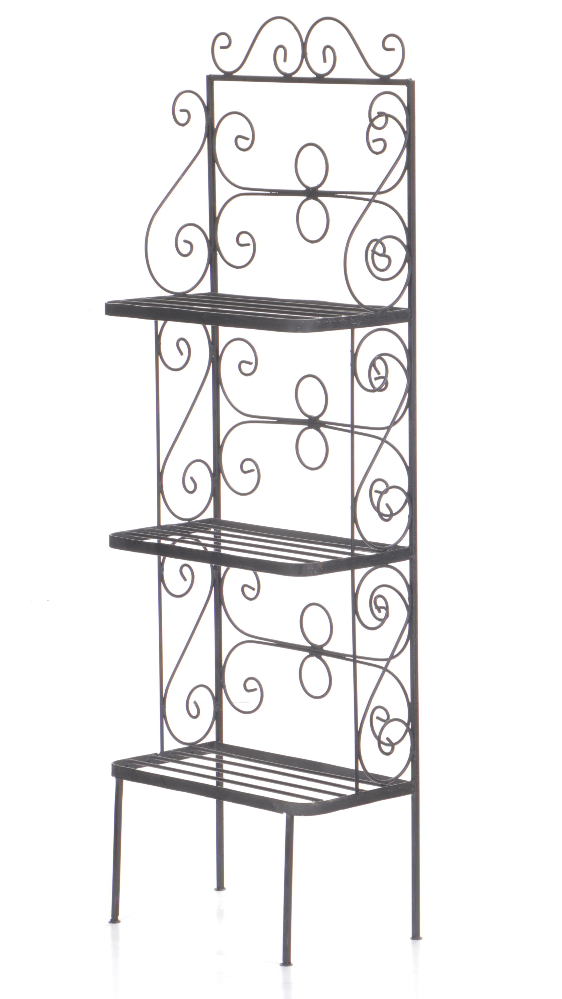 Two Metal Racks Plus Scrollwork Urn