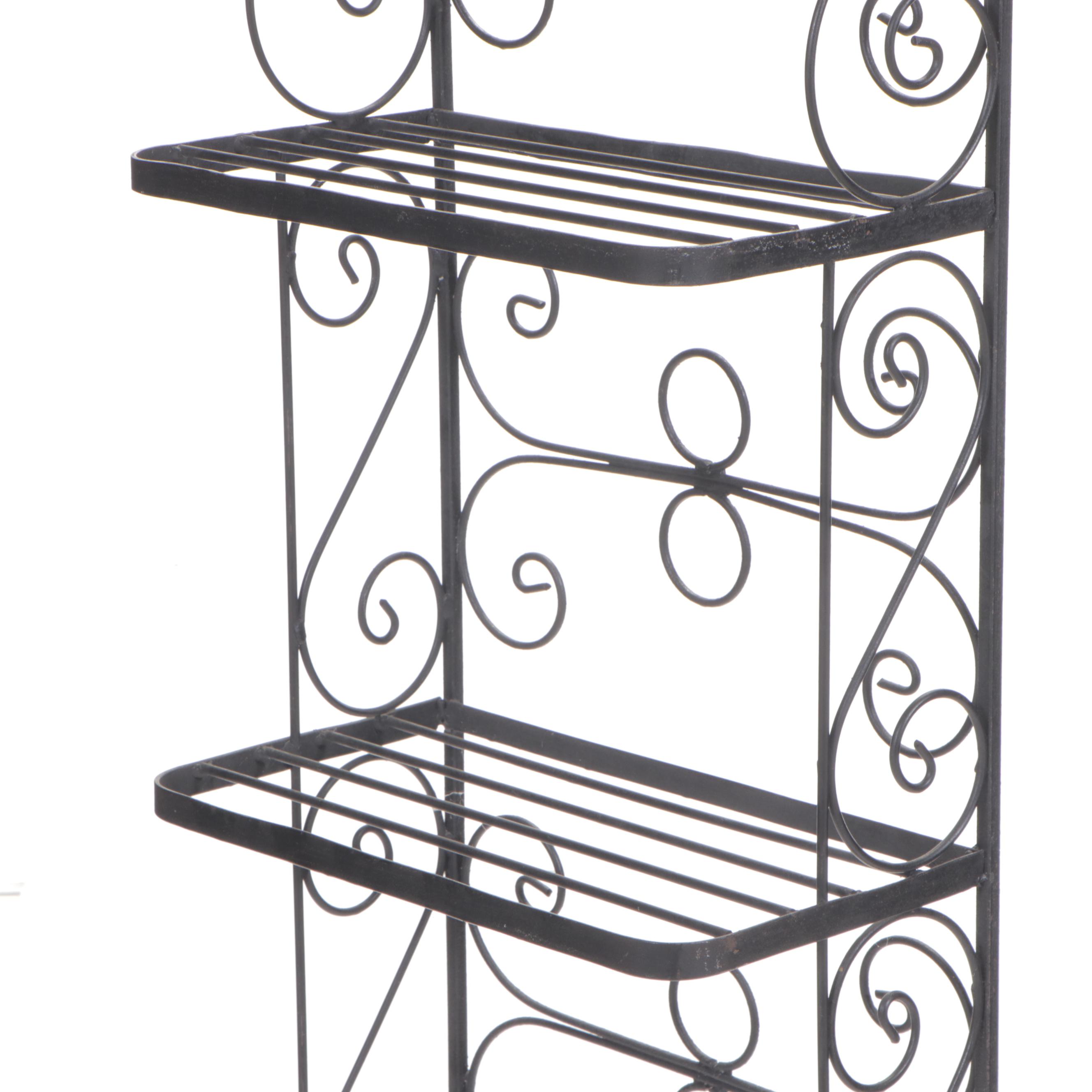 Two Metal Racks Plus Scrollwork Urn