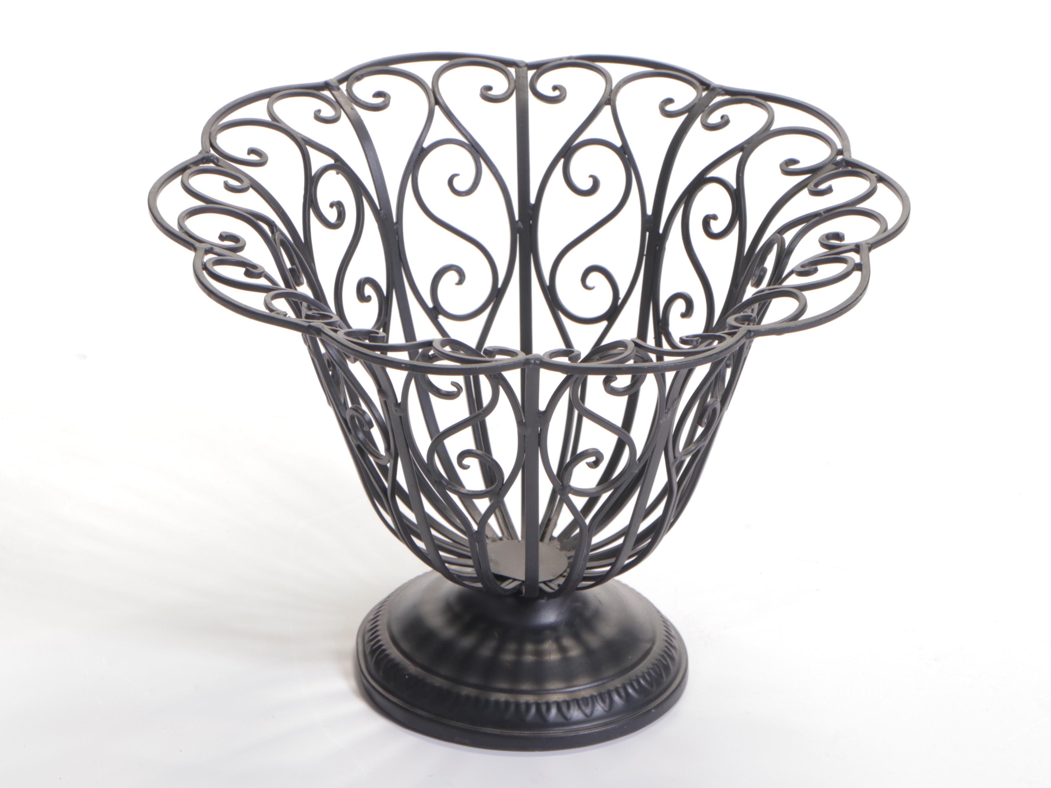 Two Metal Racks Plus Scrollwork Urn