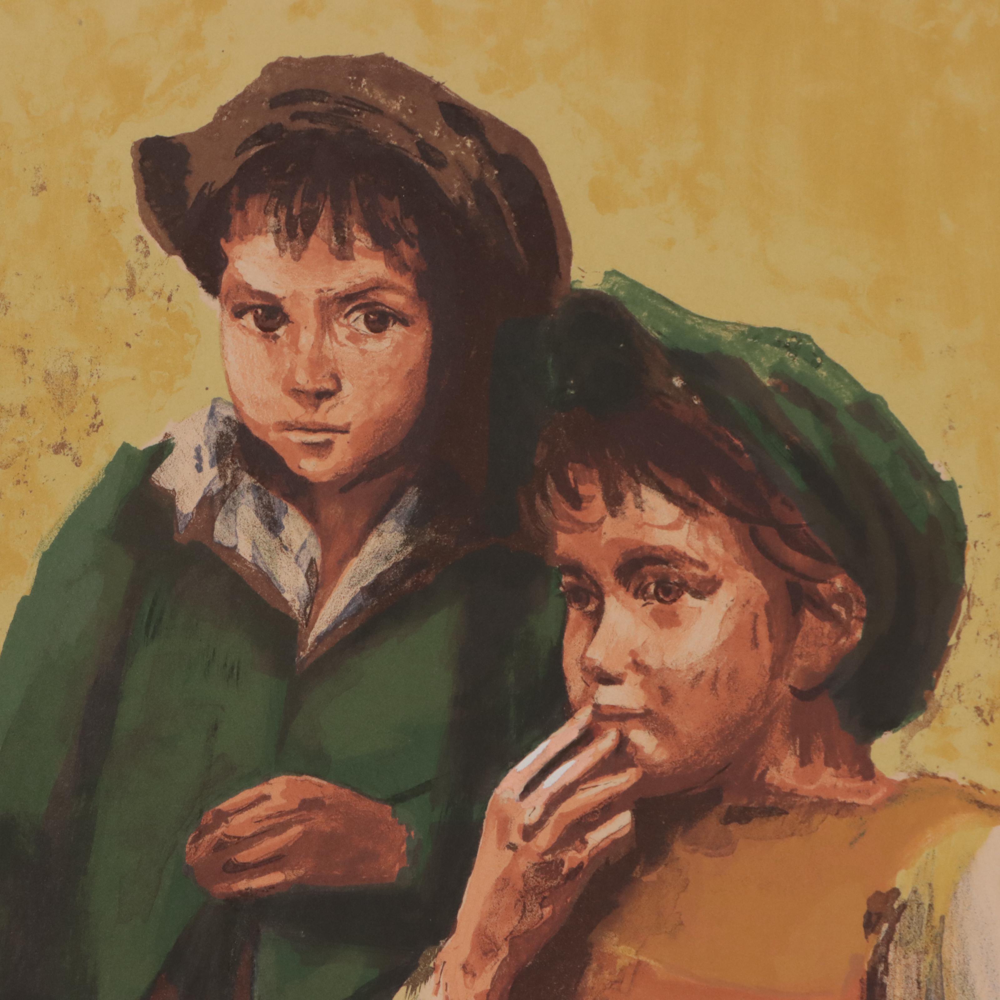 Sandu Liberman Lithograph "Two Boys"