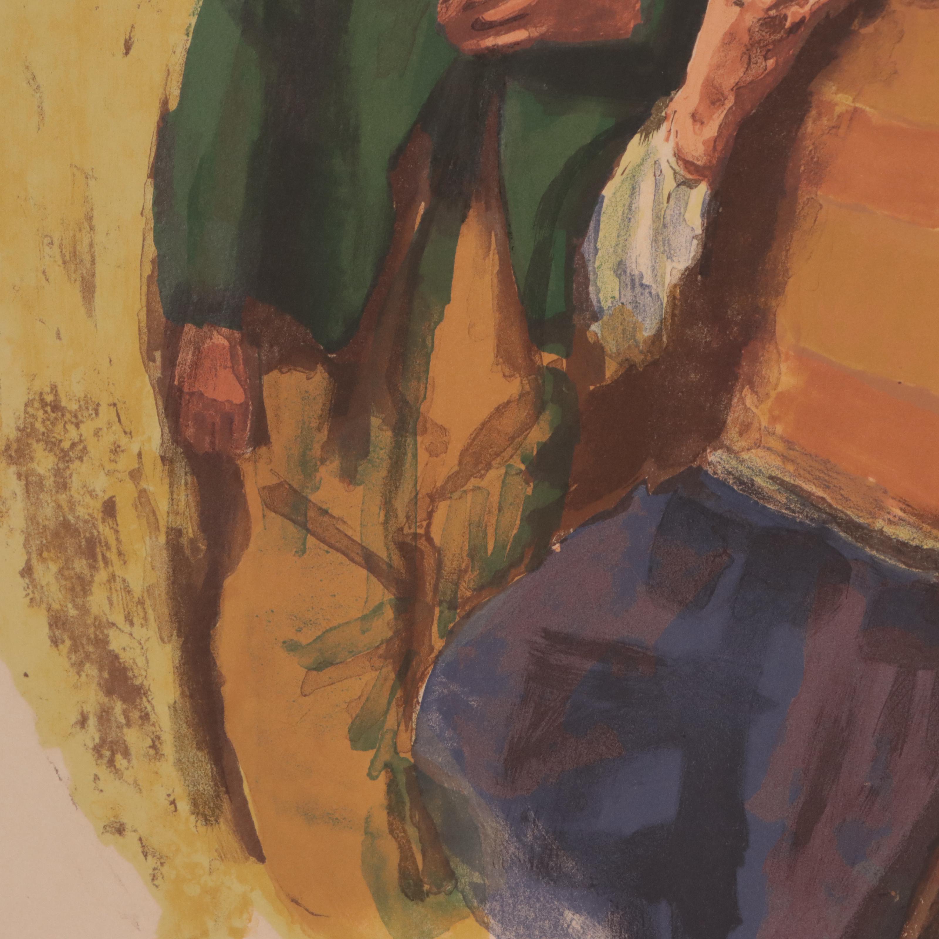 Sandu Liberman Lithograph "Two Boys"