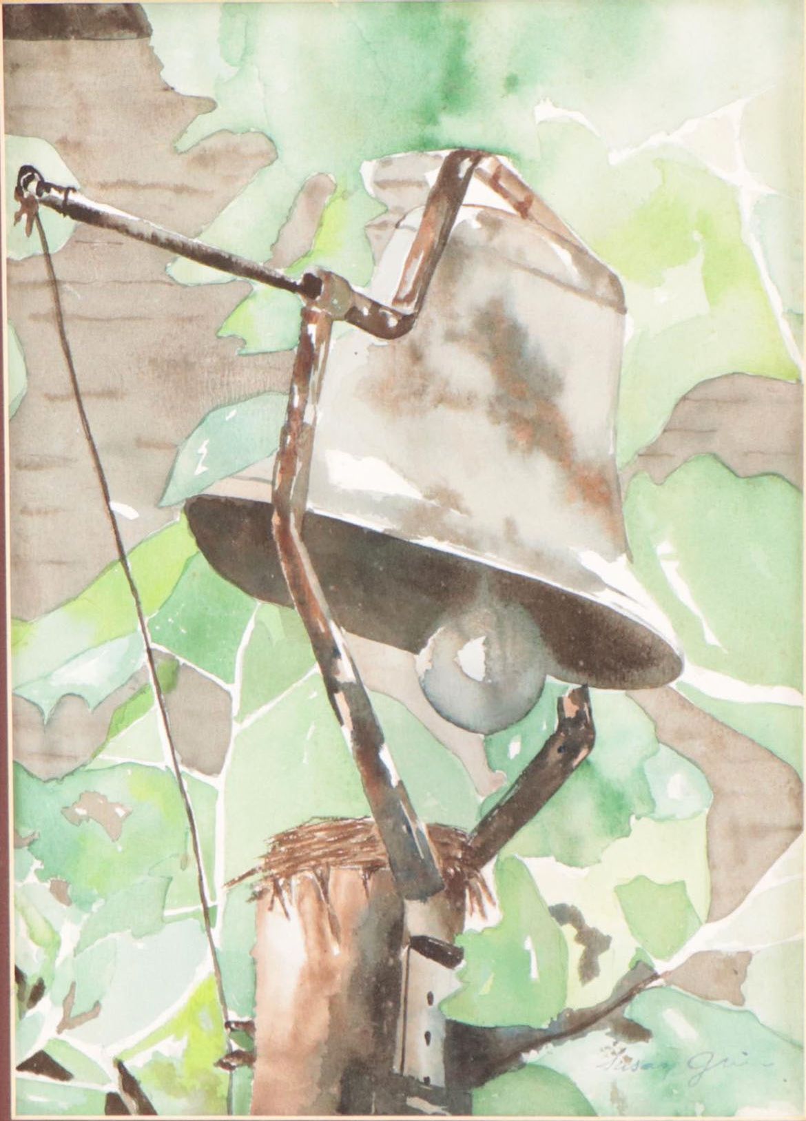 Susan Grier Watercolor Painting of Bell, Late 20th Century