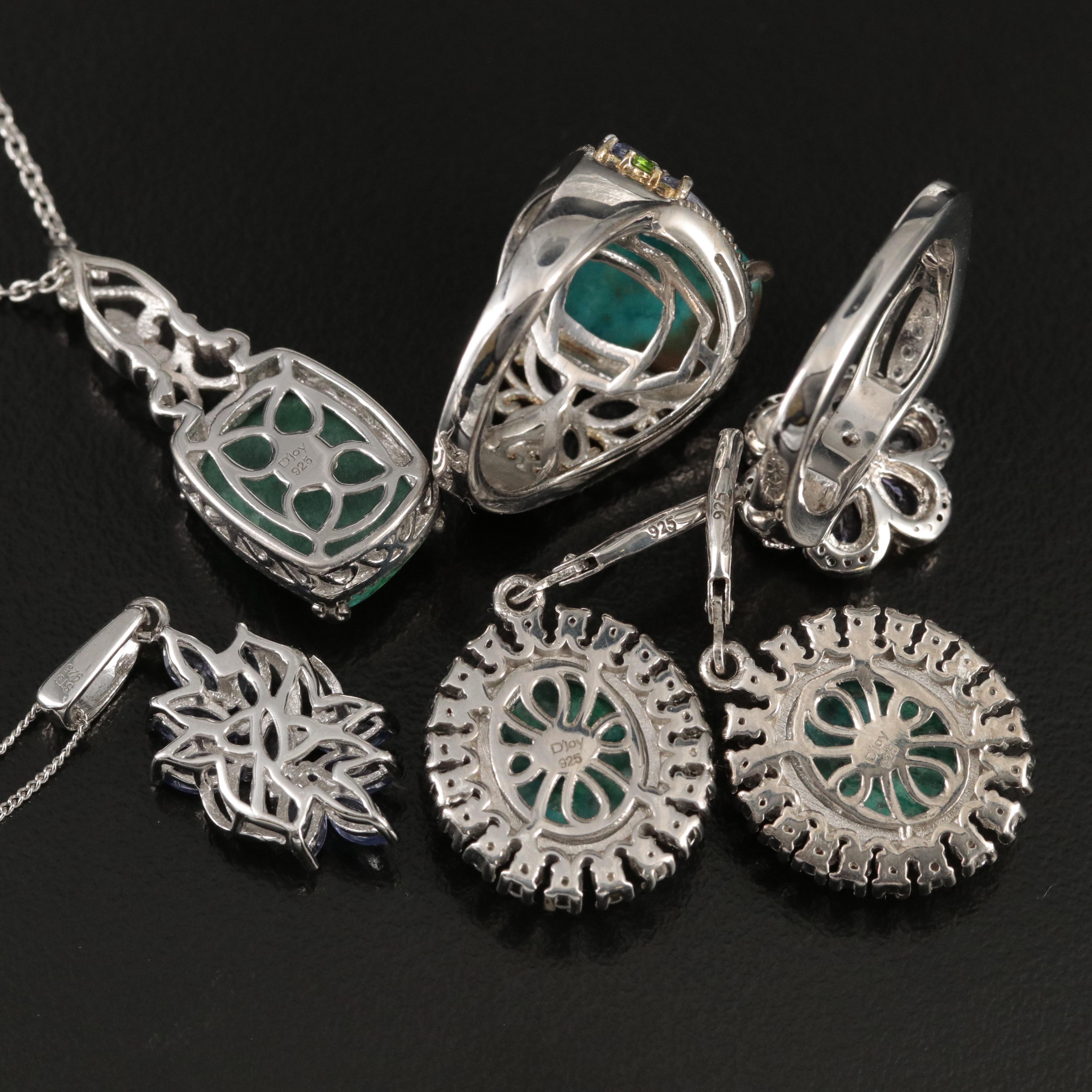 Sterling Turquoise, Tanzanite and Zircon Necklaces, Rings and Earrings