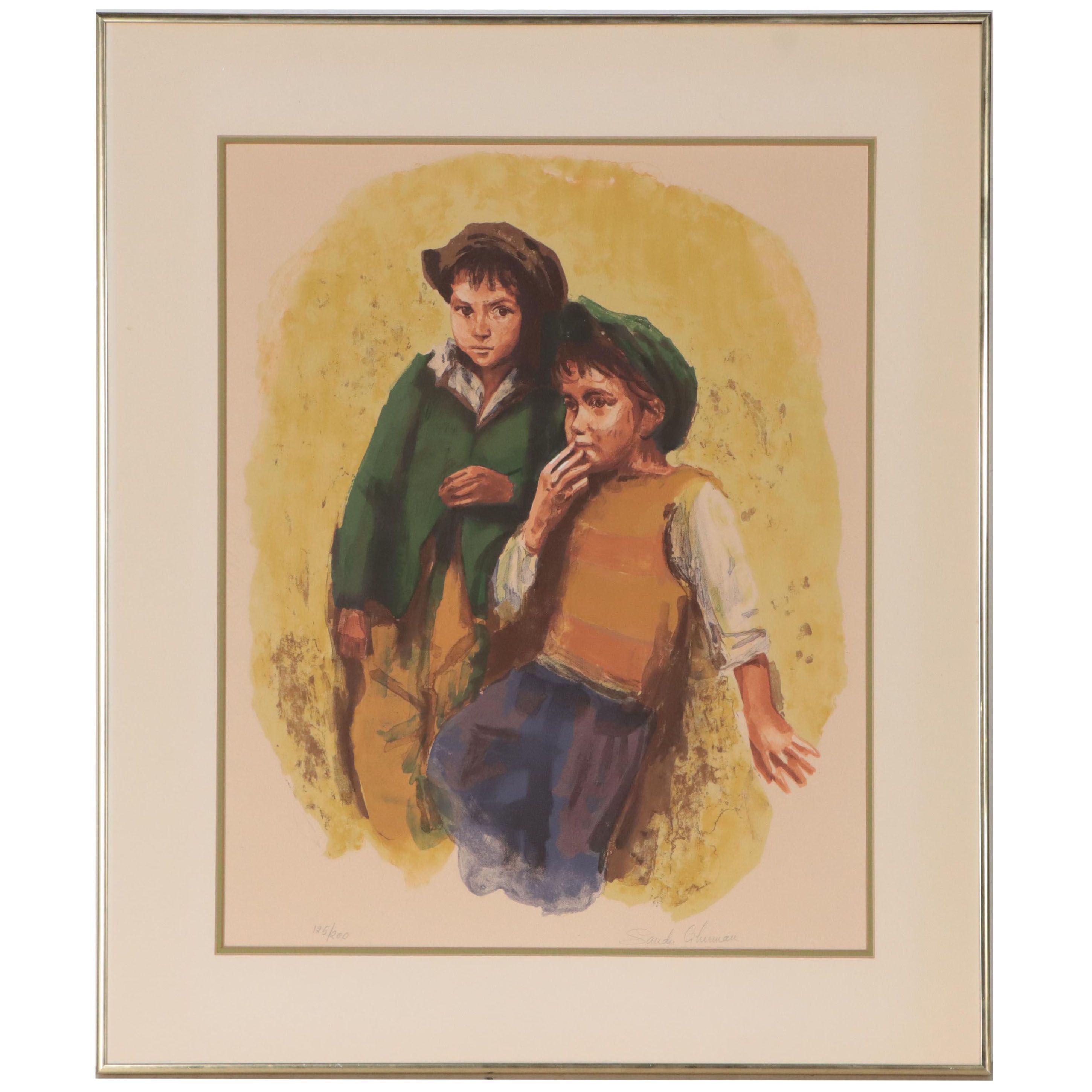 Sandu Liberman Lithograph "Two Boys"