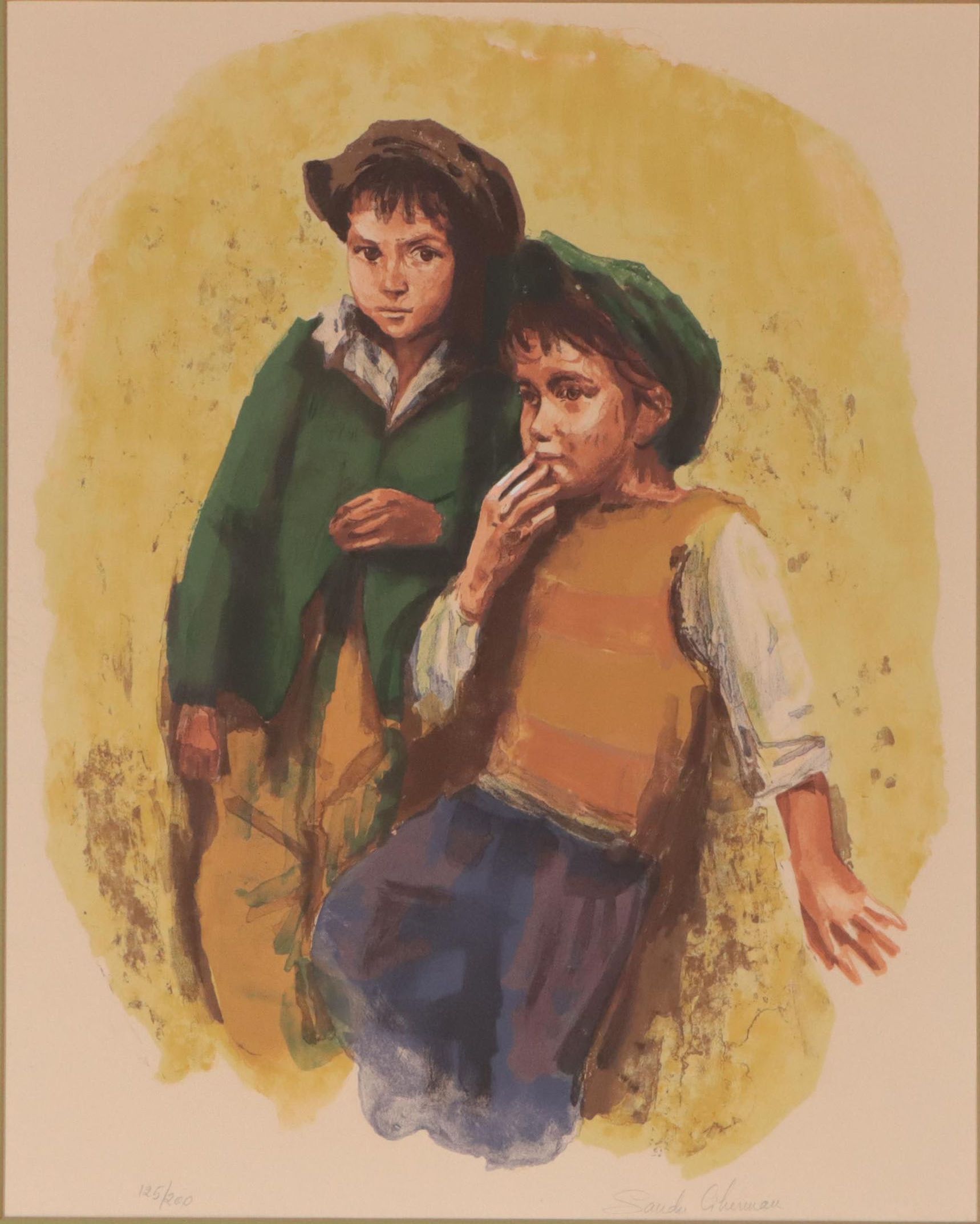 Sandu Liberman Lithograph "Two Boys"