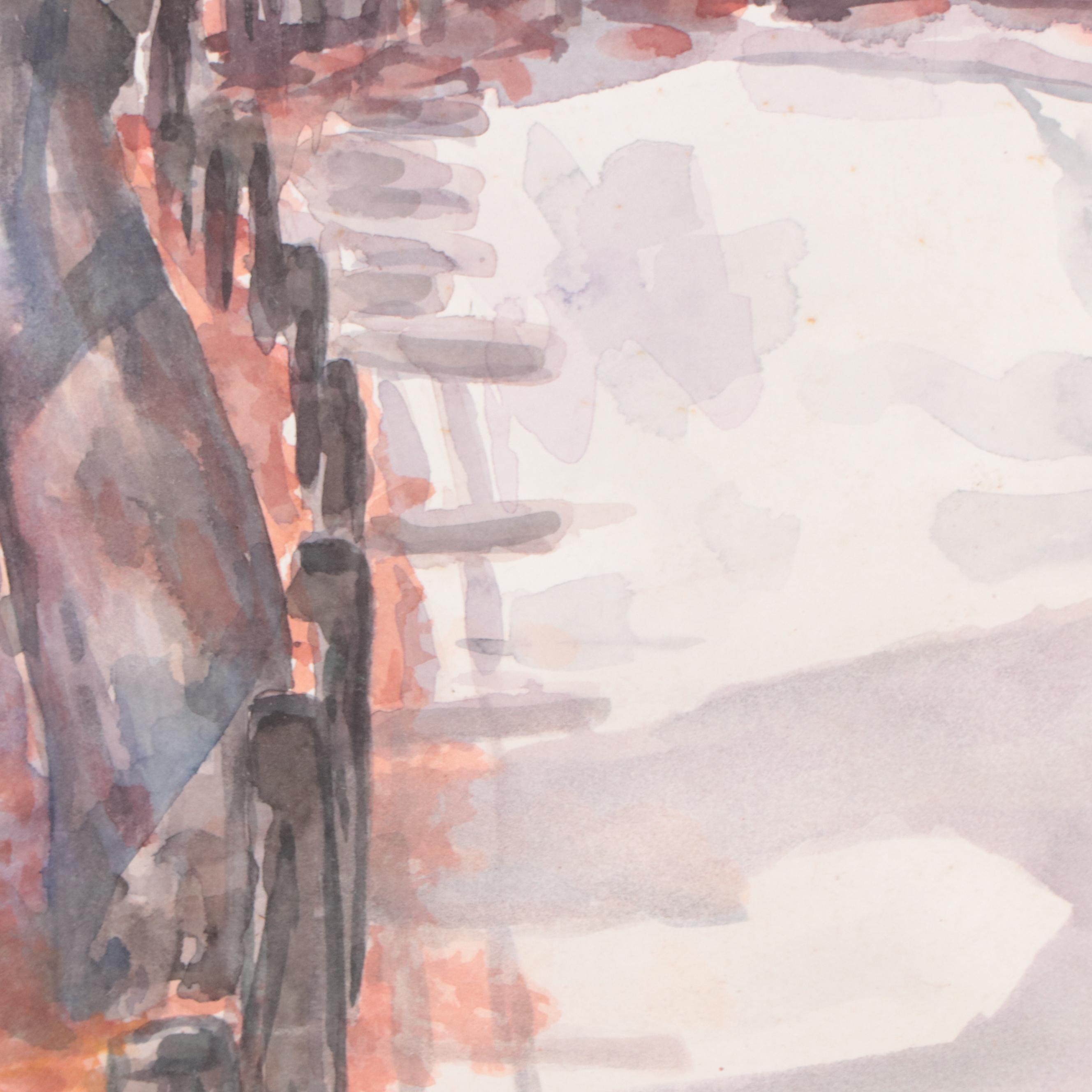 Susan Grier Wooded Winter Landscape Watercolor Painting