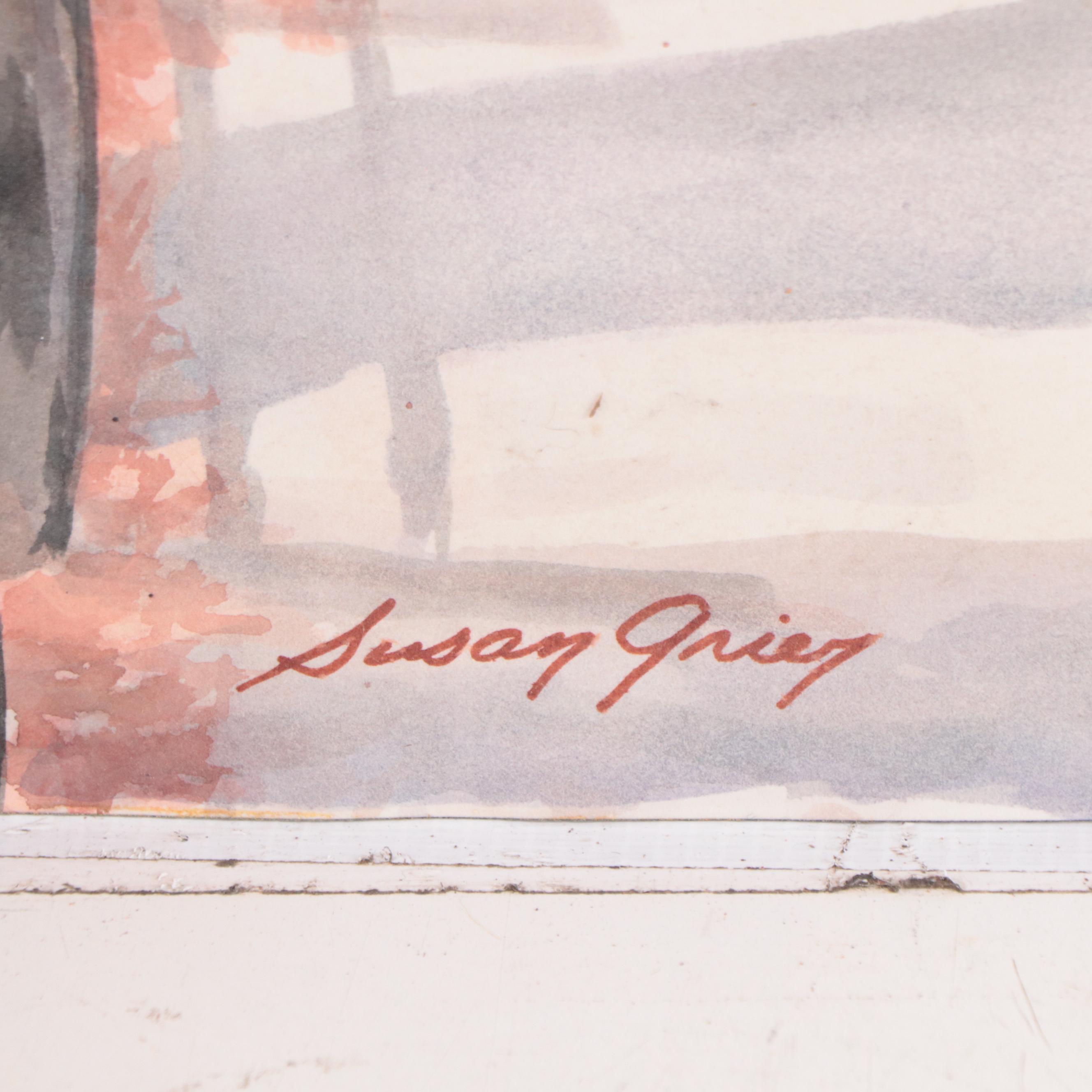 Susan Grier Wooded Winter Landscape Watercolor Painting