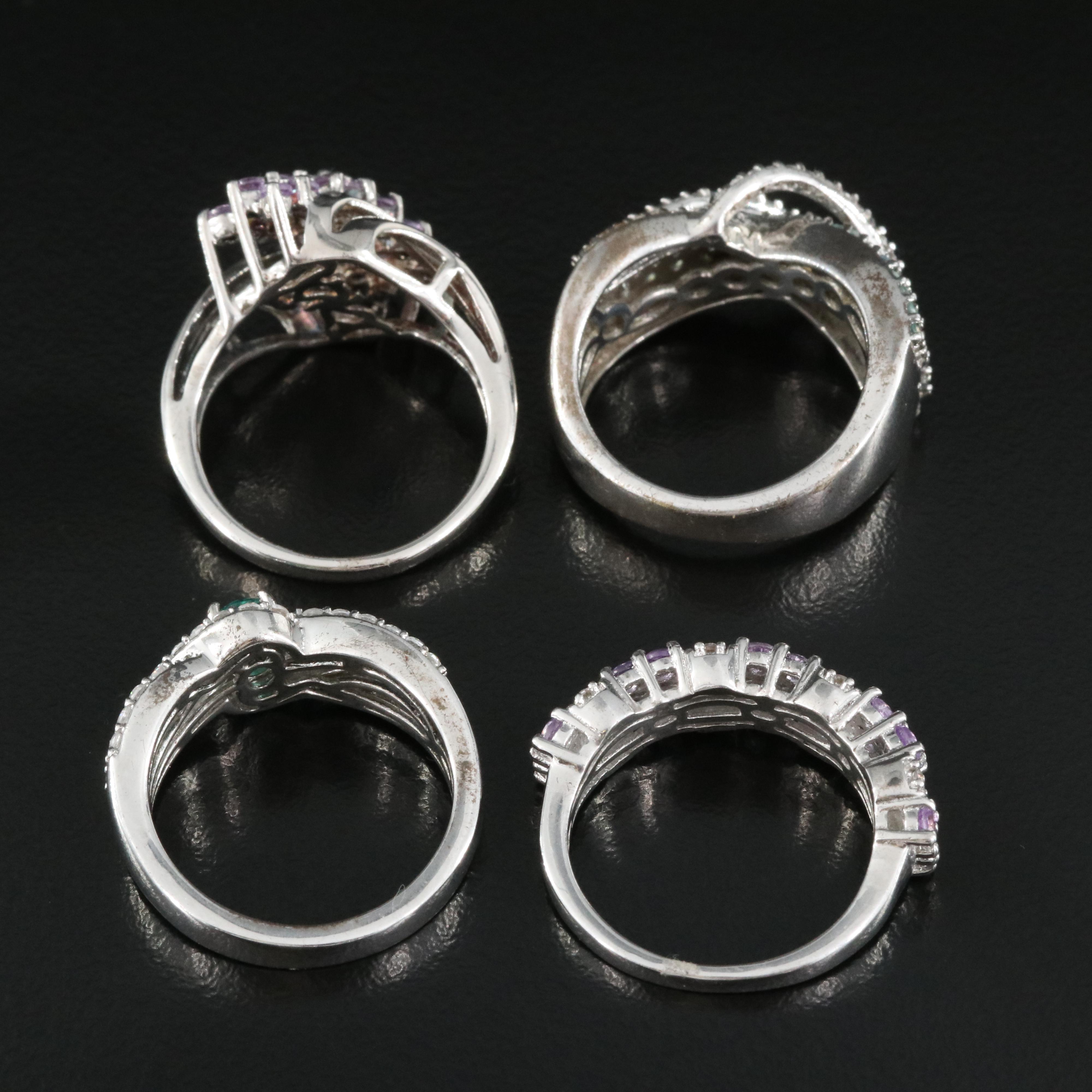 Sterling Ring Selection Featuring Emerald, Alexandrite and Zircon