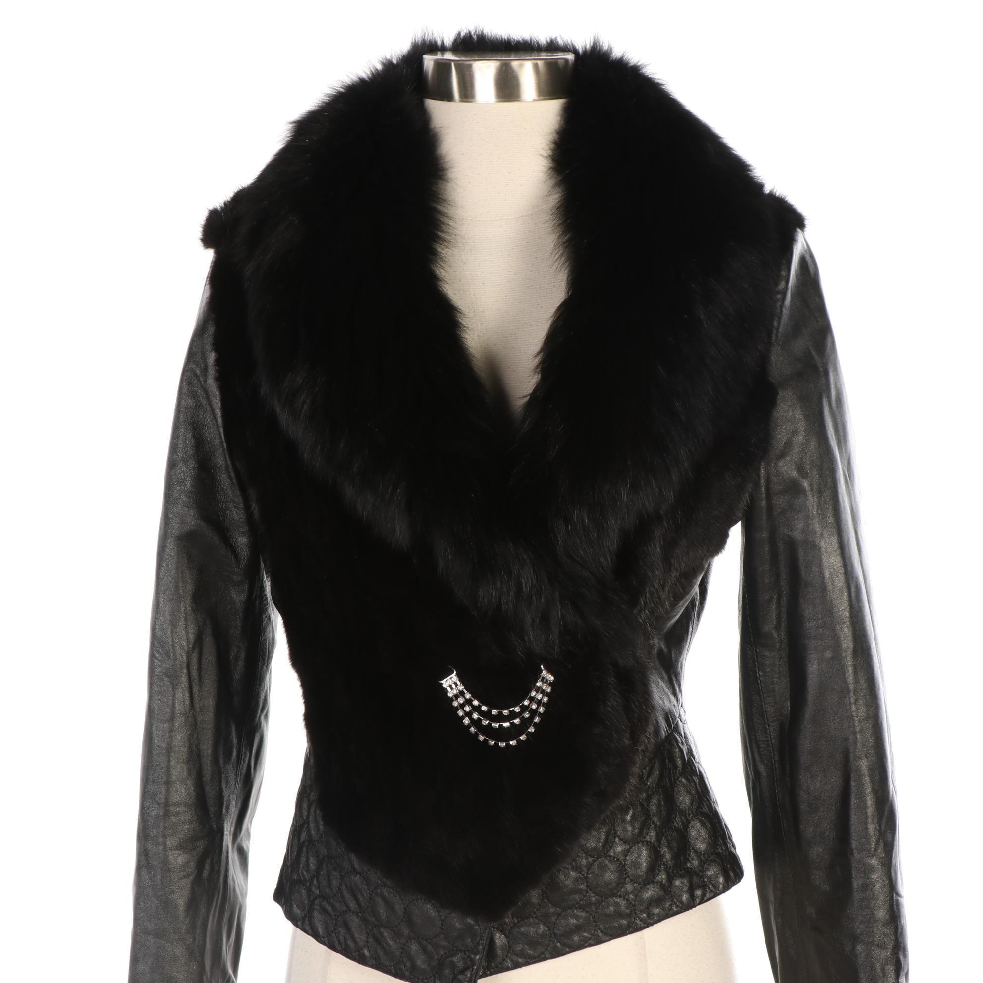 Fox and Mink Fur Trimmed Lambskin Jacket from Habo Leisure City Fashion