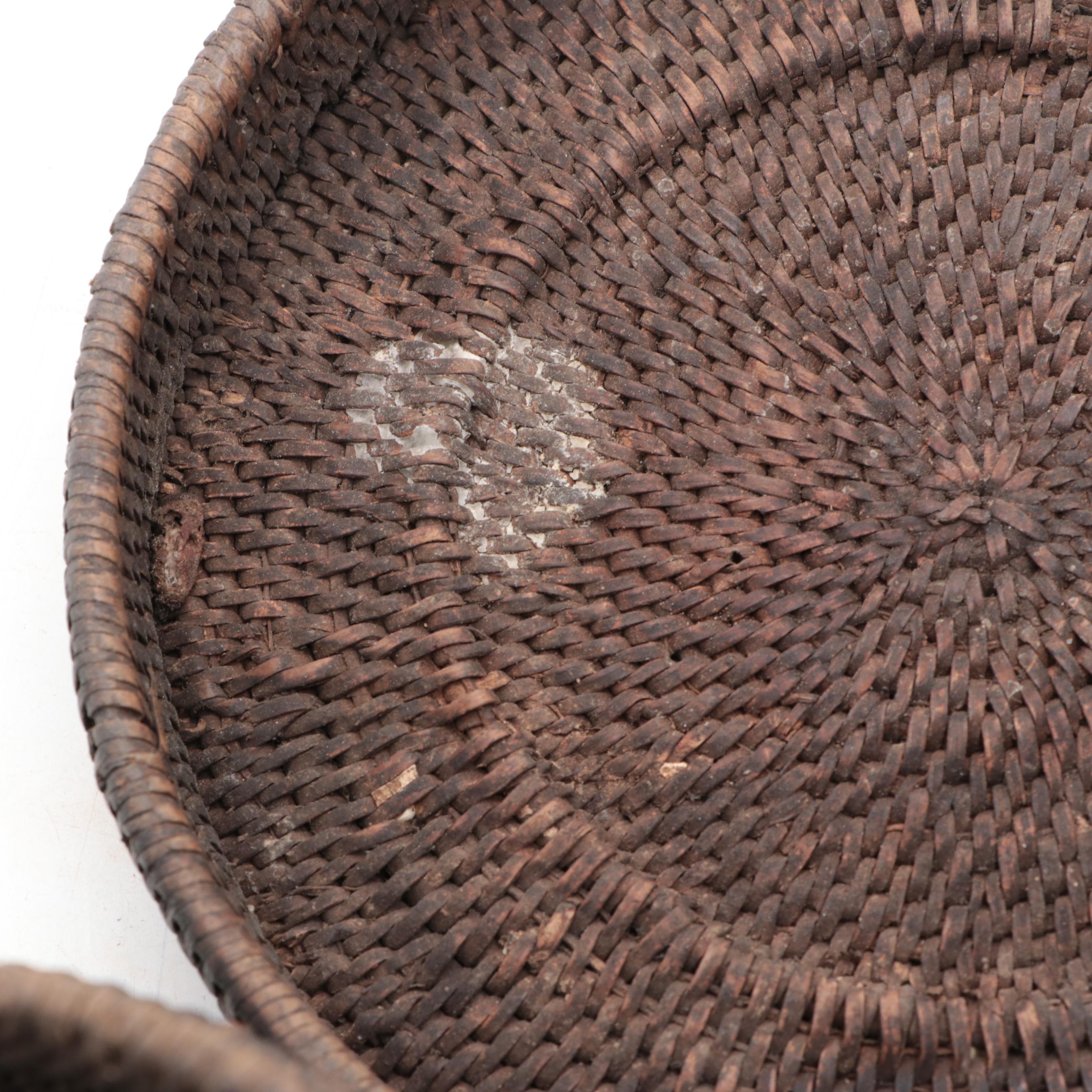 Luzon Philippines Bamboo Woven Sewing Basket, Mid-20th Century