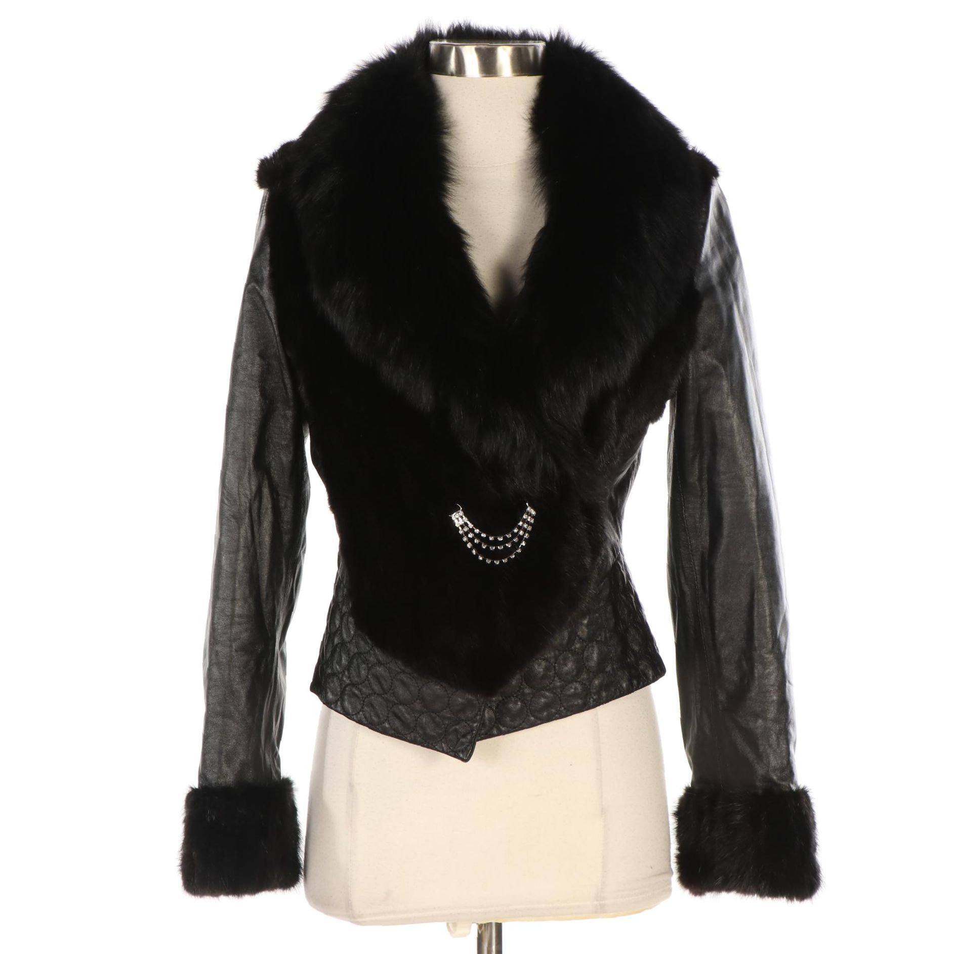 Fox and Mink Fur Trimmed Lambskin Jacket from Habo Leisure City Fashion