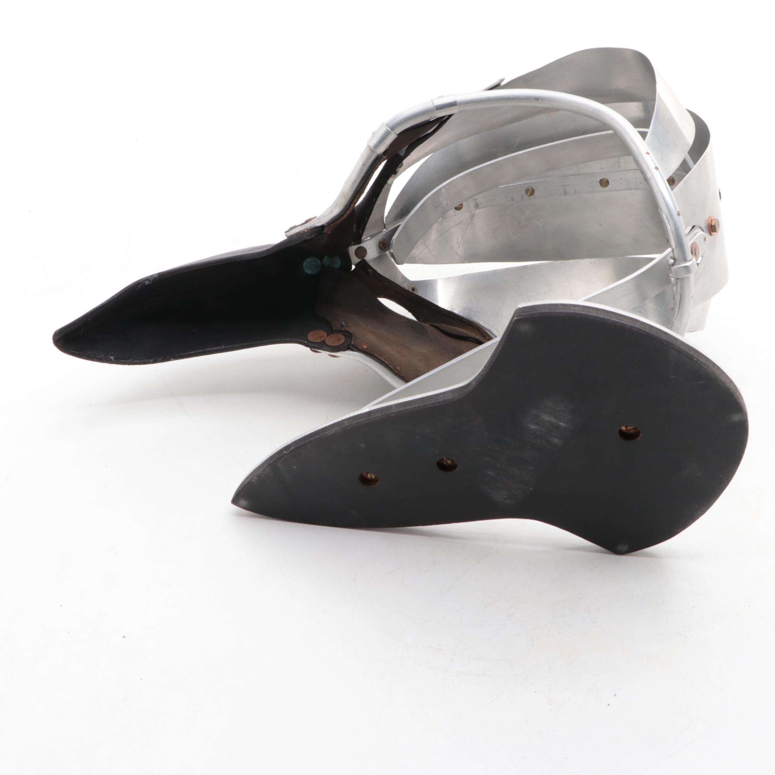 Plague Doctor Steampunk Style Metal and Leather Helmet with Stand