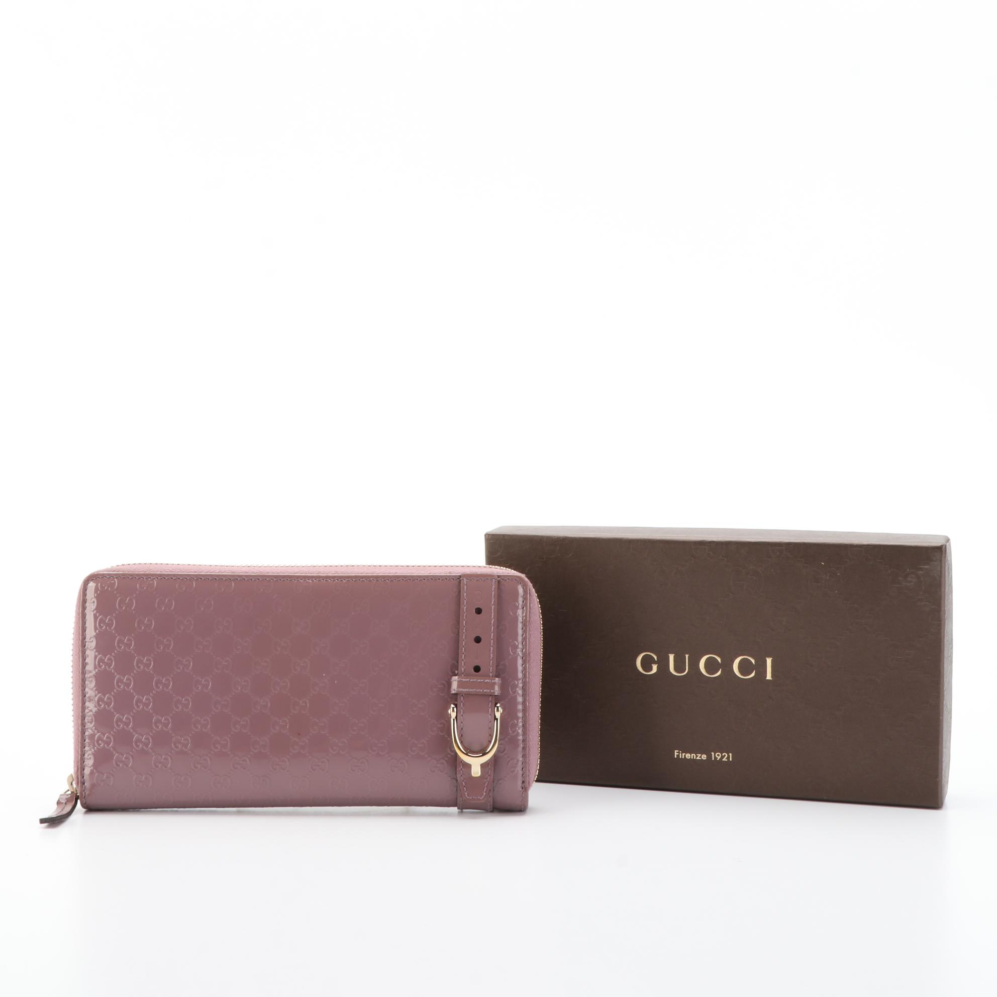 Gucci Zip-Around Wallet in Microguccissima in Patent Leather with Box