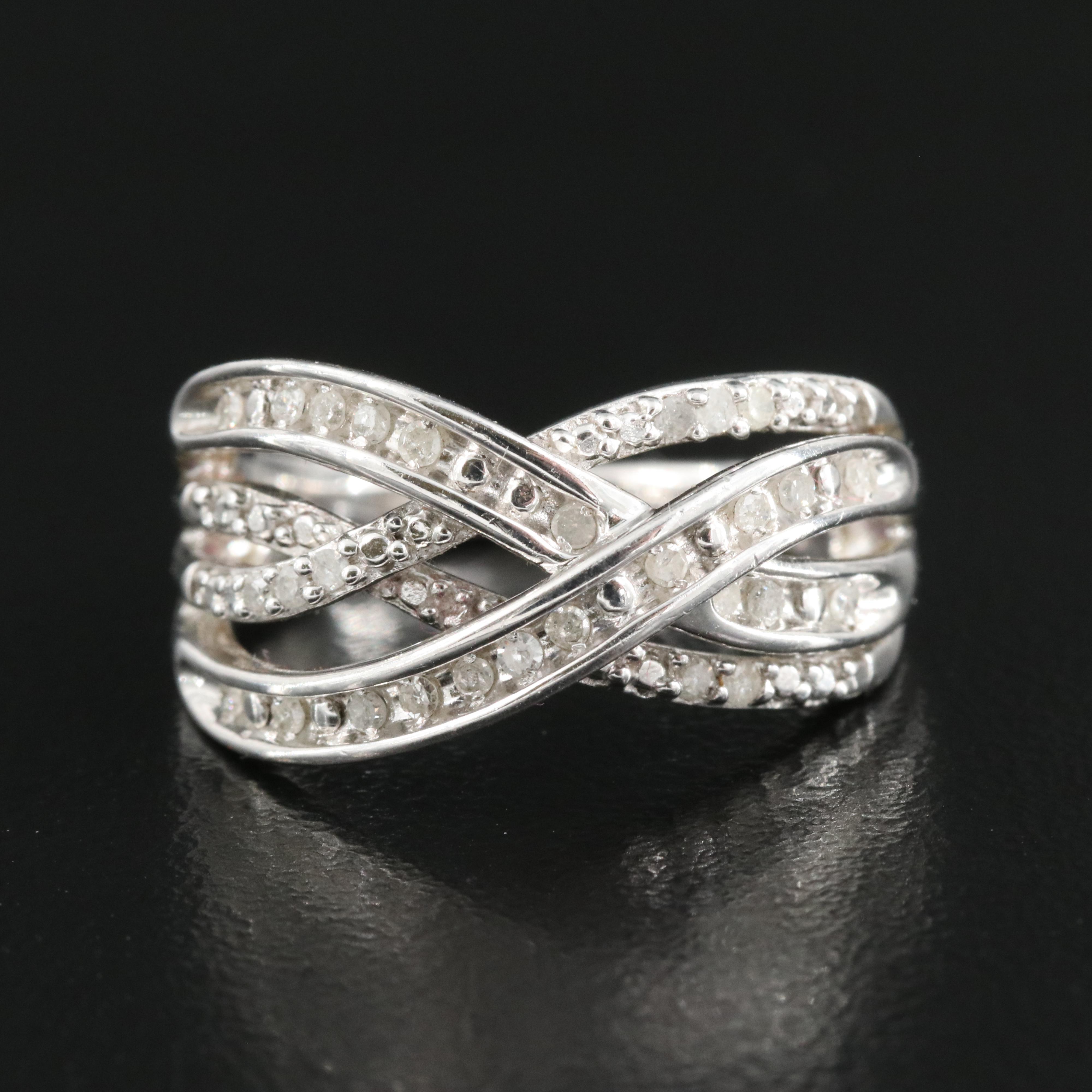 Sterling Diamond Crossover Ring