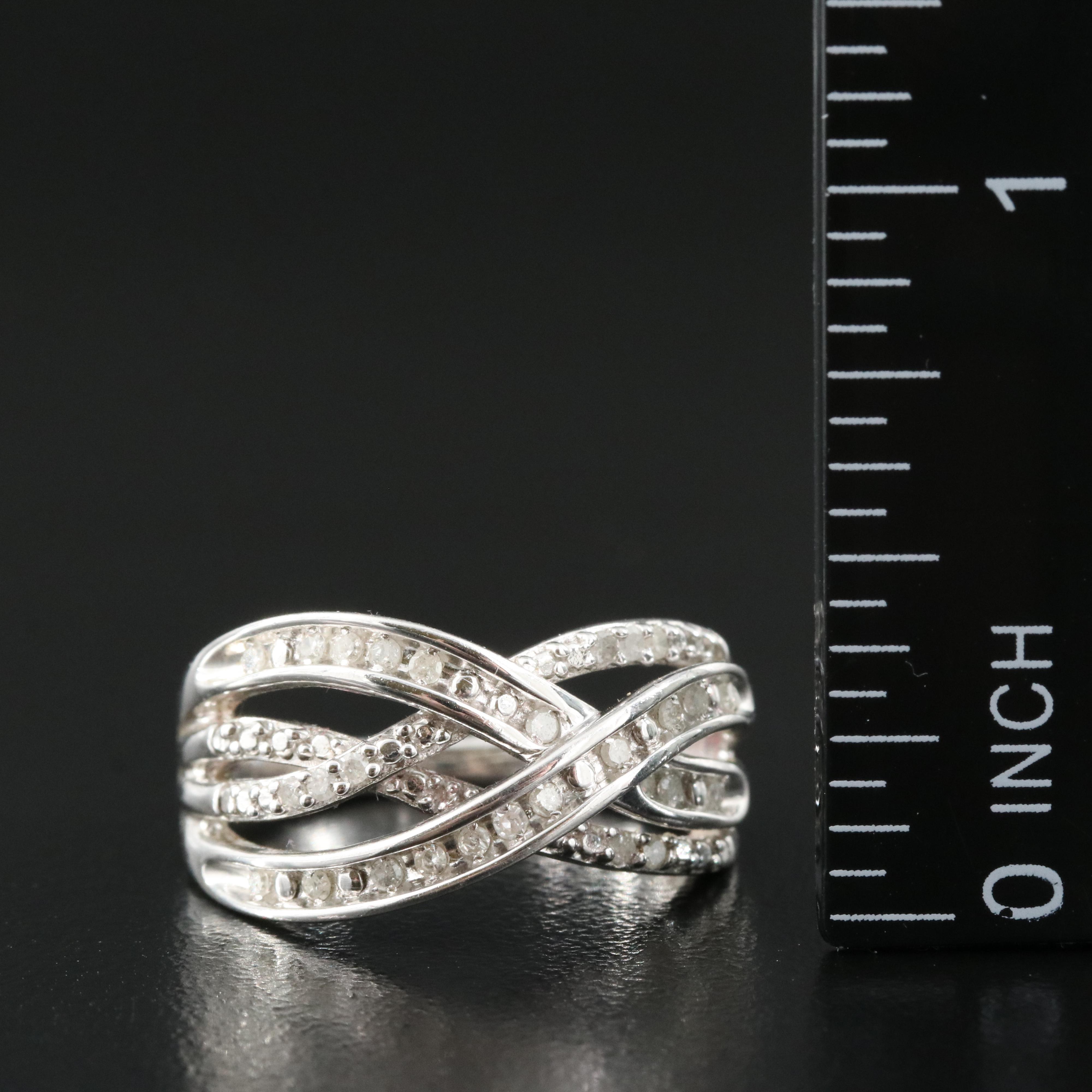 Sterling Diamond Crossover Ring