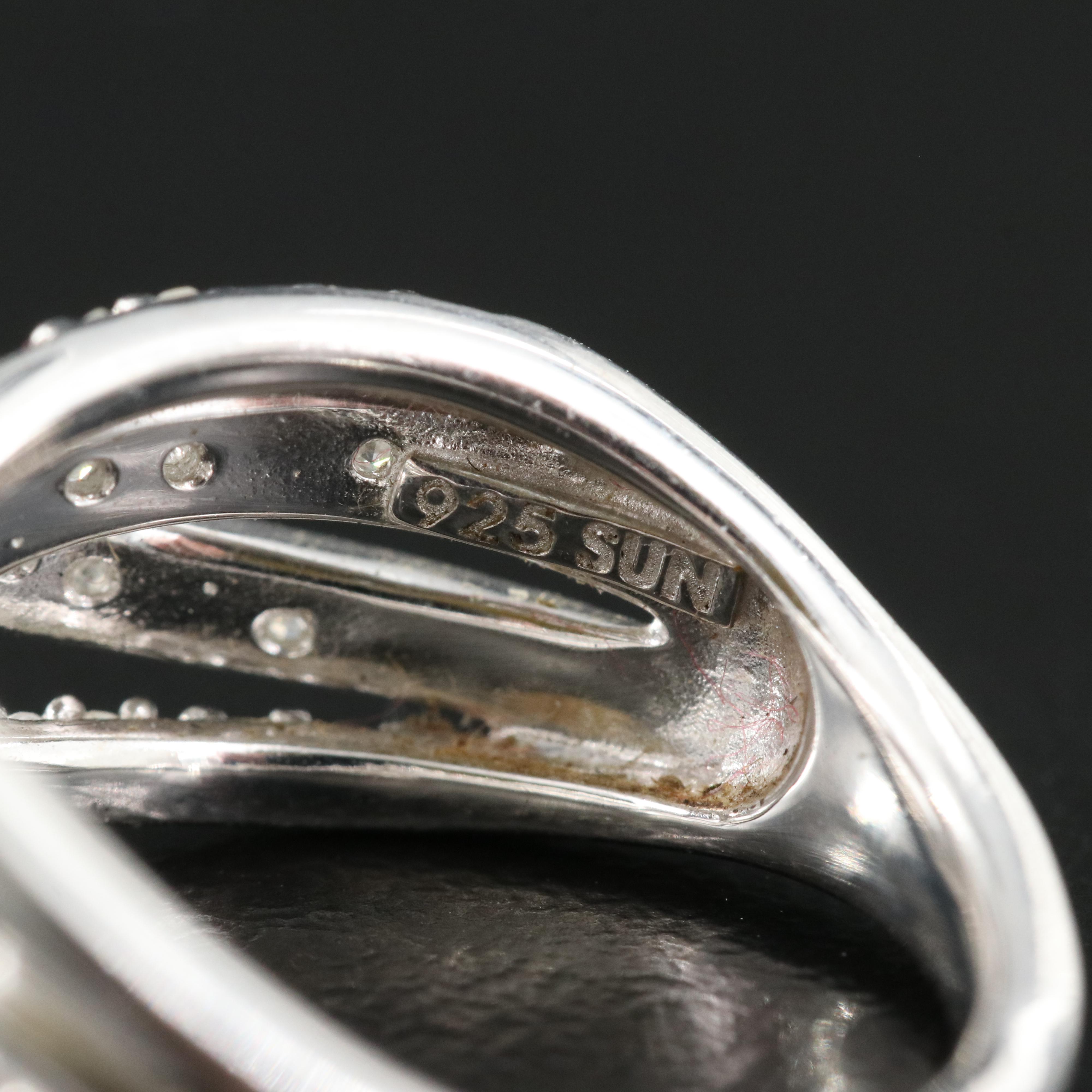 Sterling Diamond Crossover Ring